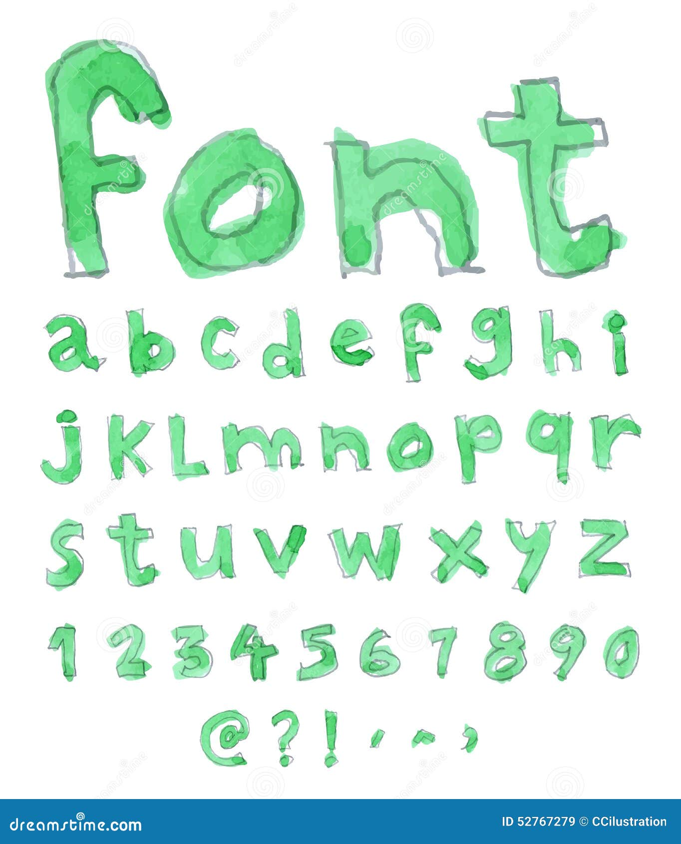 Font Watercolor. Handwritten Vector Illustration Stock Vector