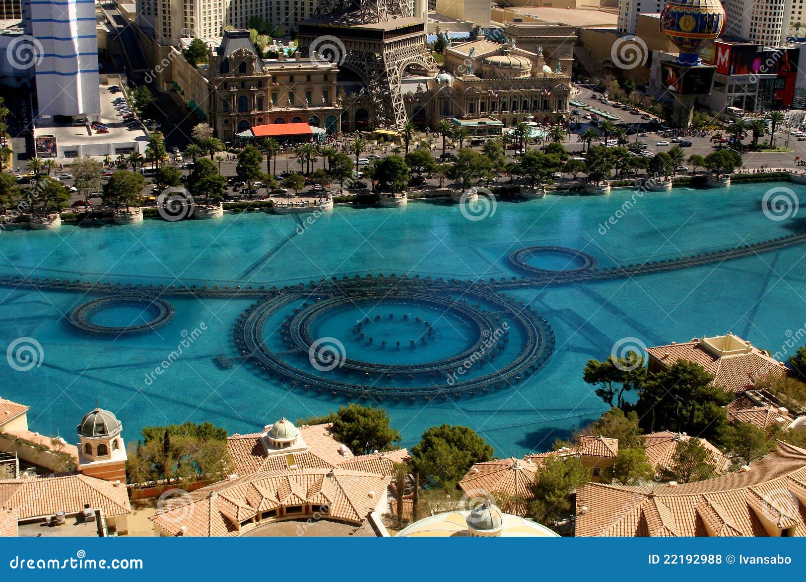 Fontane di Bellagio. Vista aerea delle fontane a Bellagio