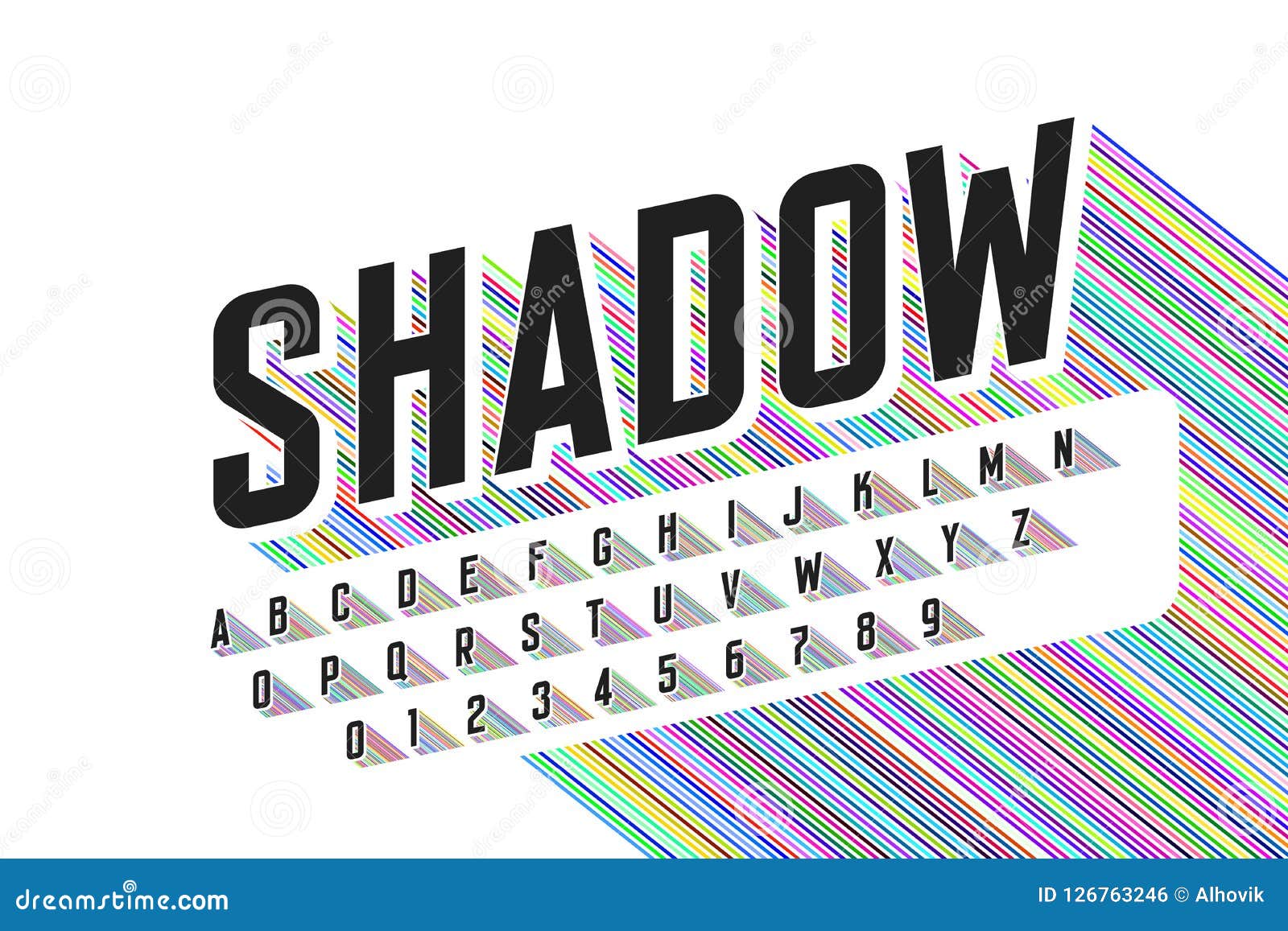 Fonte Colorida Longa Da Sombra Ilustração do Vetor Ilustração de