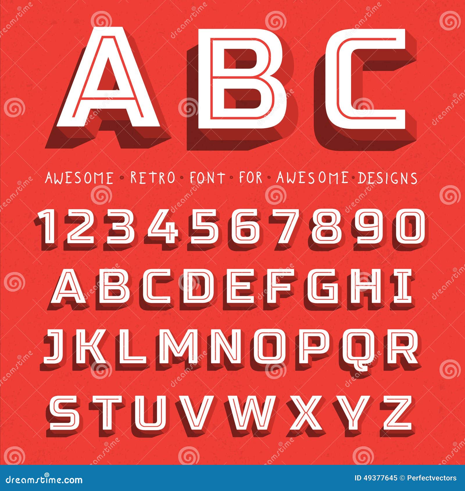 Fonte 3D Retro Do Vetor Com Sombra Ilustração do Vetor Ilustração de