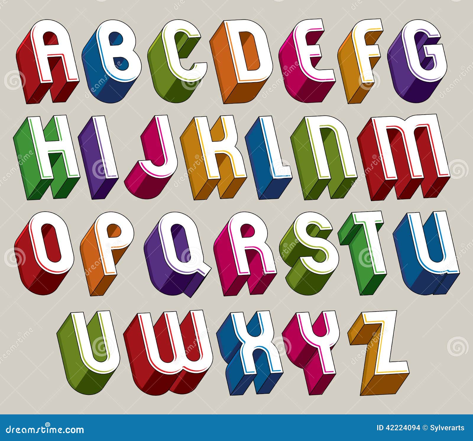 Download A Fonte 3d, Vector Letras Coloridas, Alfabeto Dimensional ...