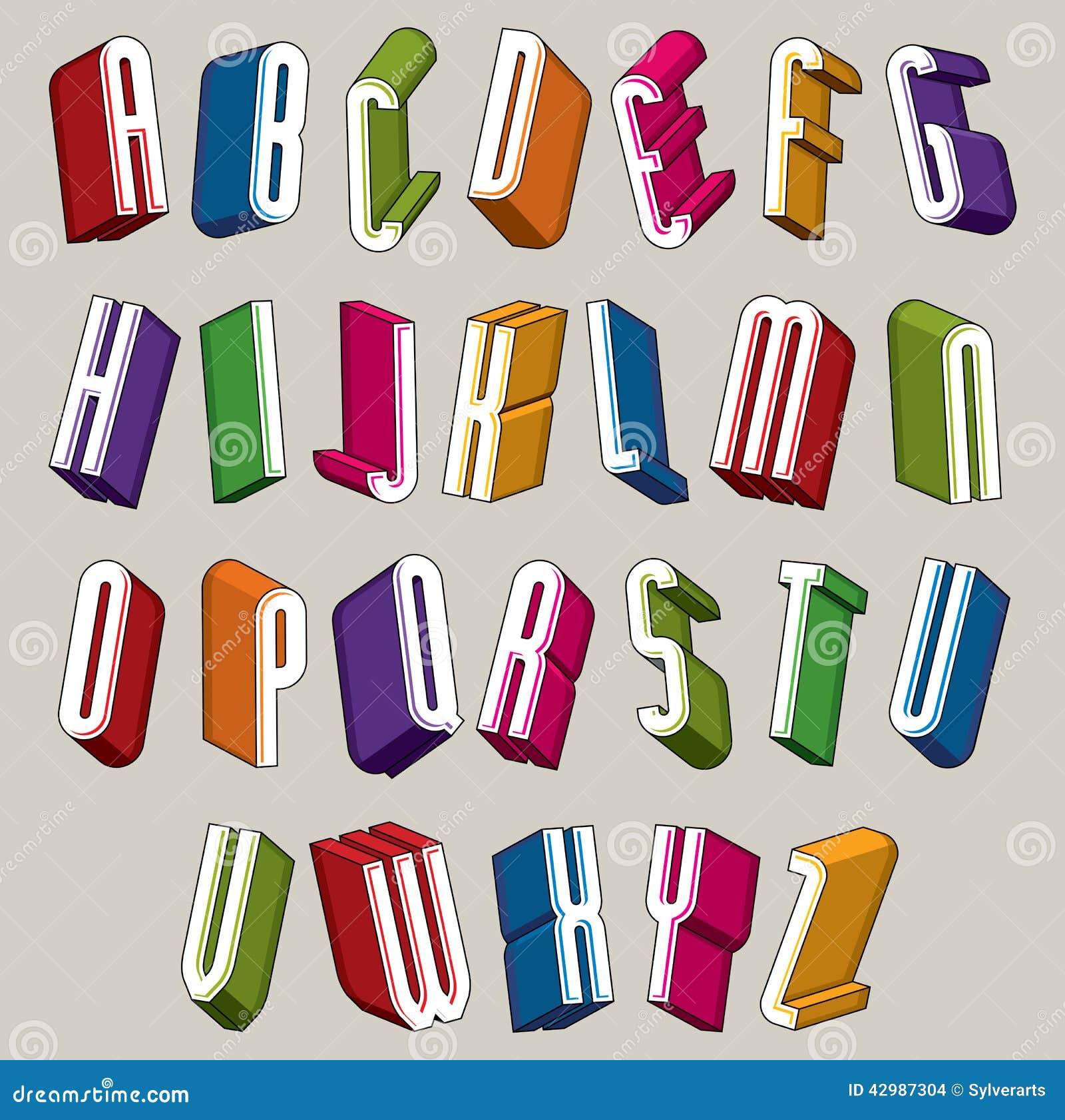 Download A Fonte 3d, Vector Letras Coloridas, Alfabeto Dimensional ...