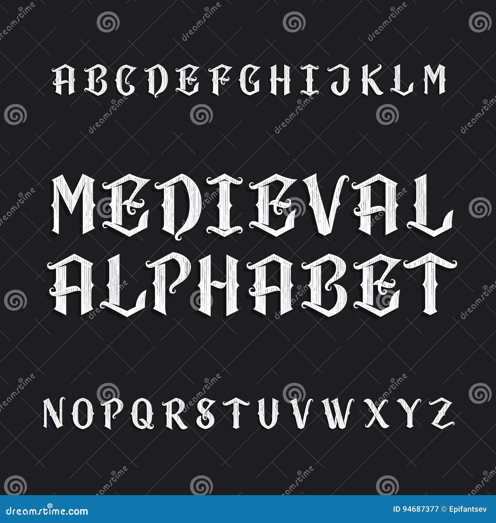 Fonte Vetorial De Alfabeto Medieval Antigo Ilustração do Vetor - Ilustração  de vetor, risco: 94687377, image size:1600x1690