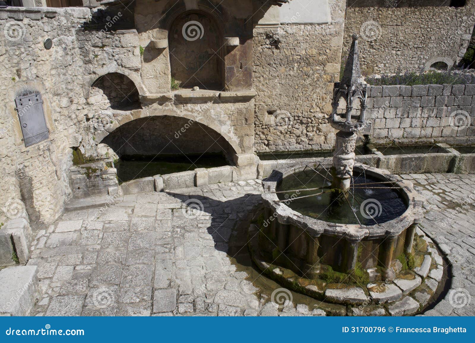 Fontecchio, fountain stock photo. Image of tourism, century - 31700796