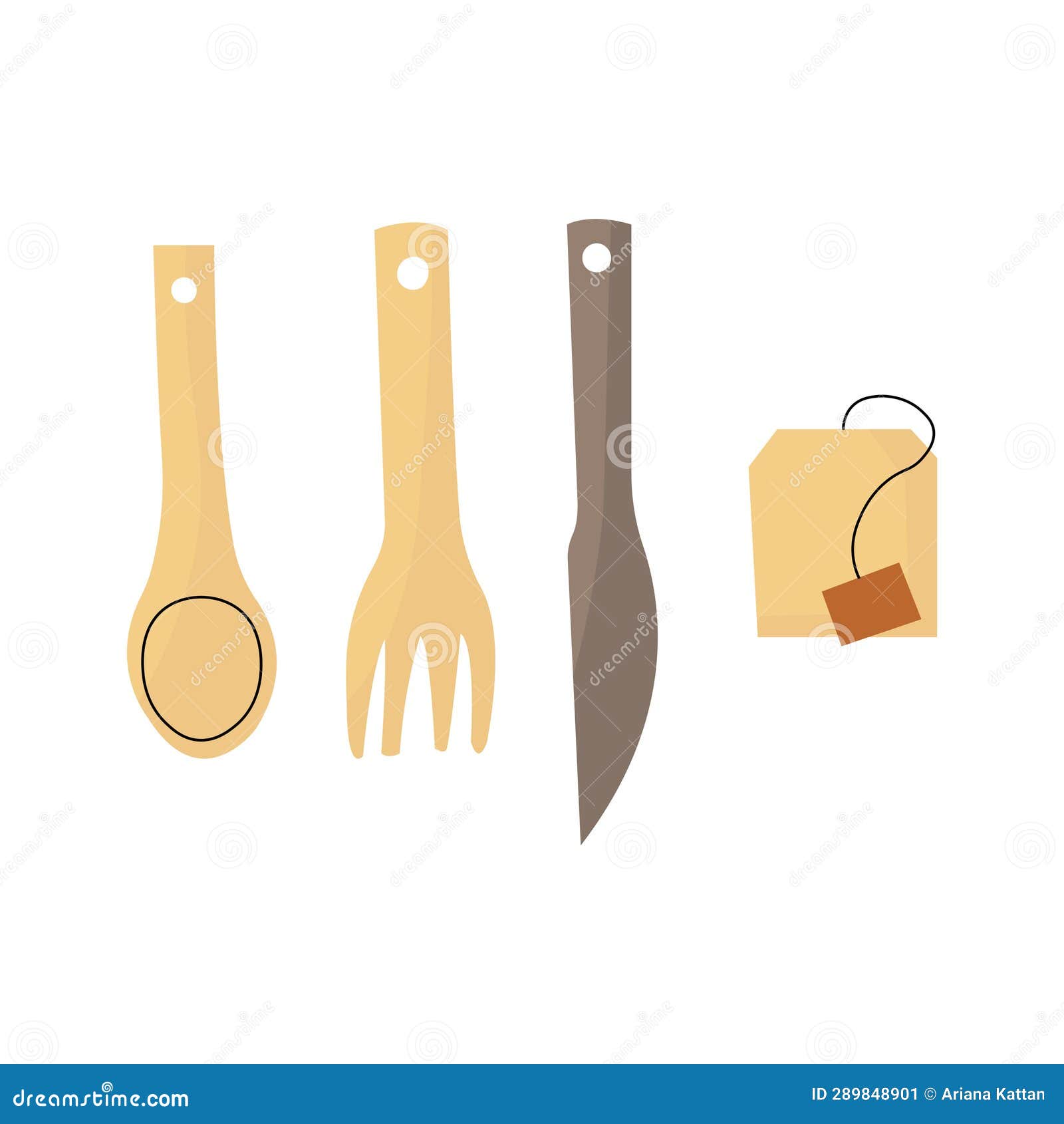 Food Accessories Set with Knife and Fork. Kitchen Things for Servings