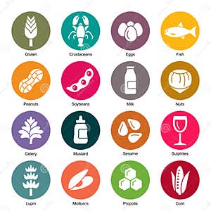 Food Allergens Icons Pack Royalty Free Stock Photography 