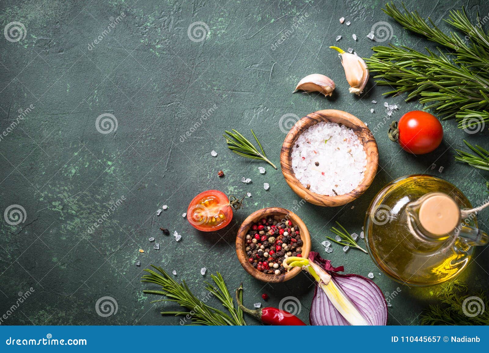 Food Background on Dark Stone Table. Stock Image - Image of recipe ...