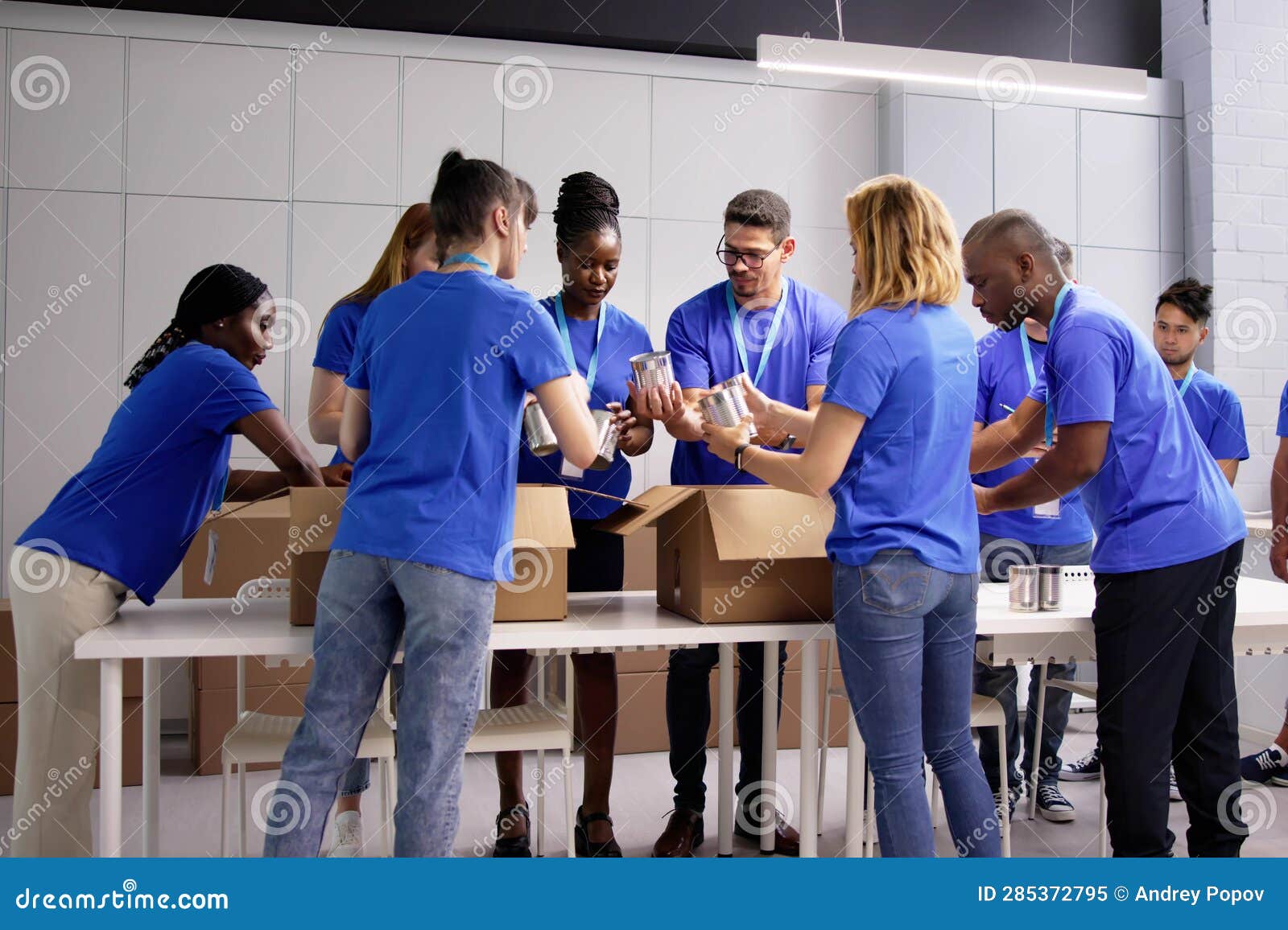 Food Bank Humanitarian Aid in Donation Boxes Stock Image Image of