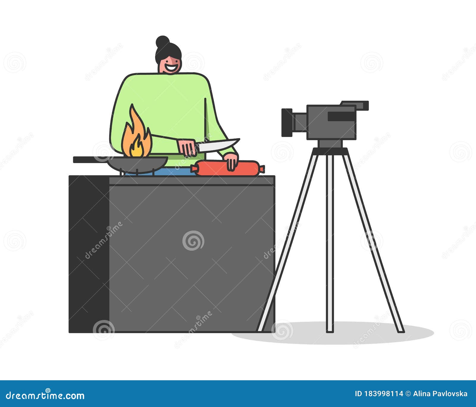 Food Blogger Recording Cooking Video. Cartoon Female Creating Vlog or Live Stream Cooking Stock Vector - Illustration of camera, media: 183998114 Food Blogger Recording Cooking Video. Cartoon Female Creating Vlog or Live Stream Cooking Stock Vector - Illustration of camera, media: 183998114