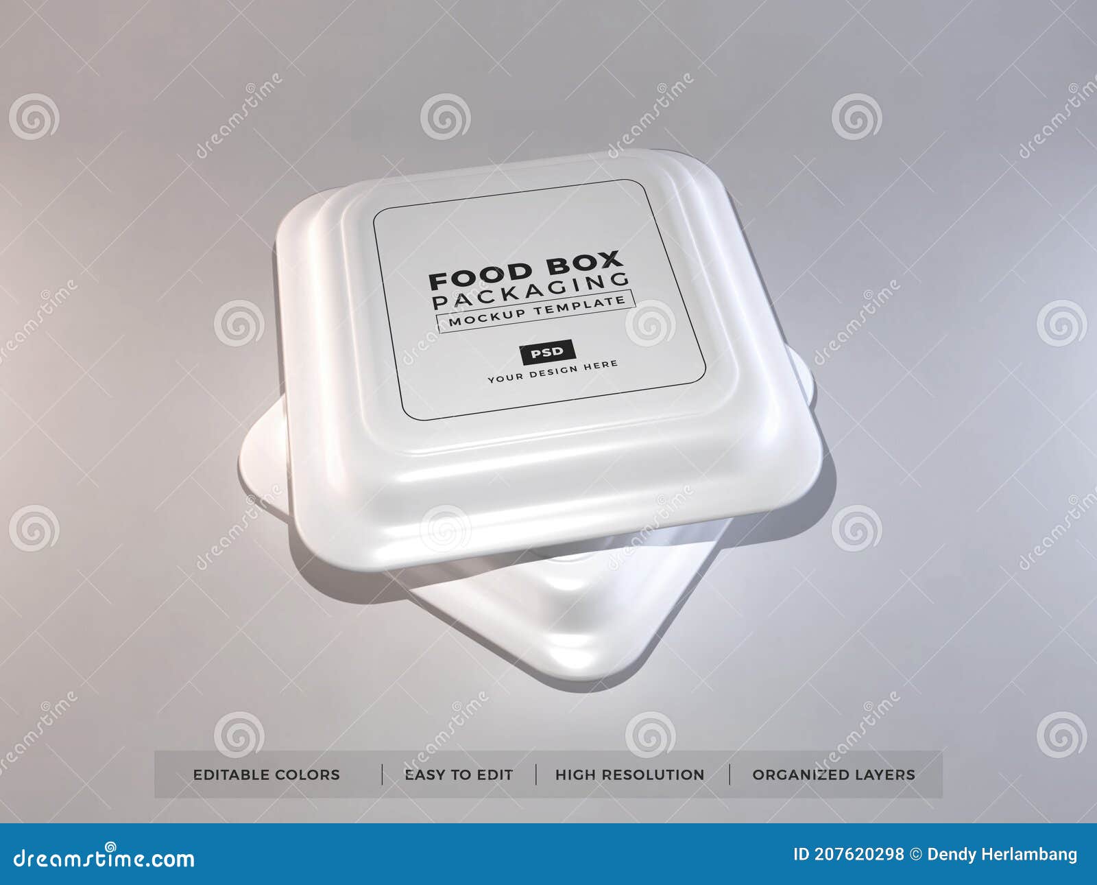 Styrofoam Food Box Packaging 3D Mockup Scene Stock Illustration
