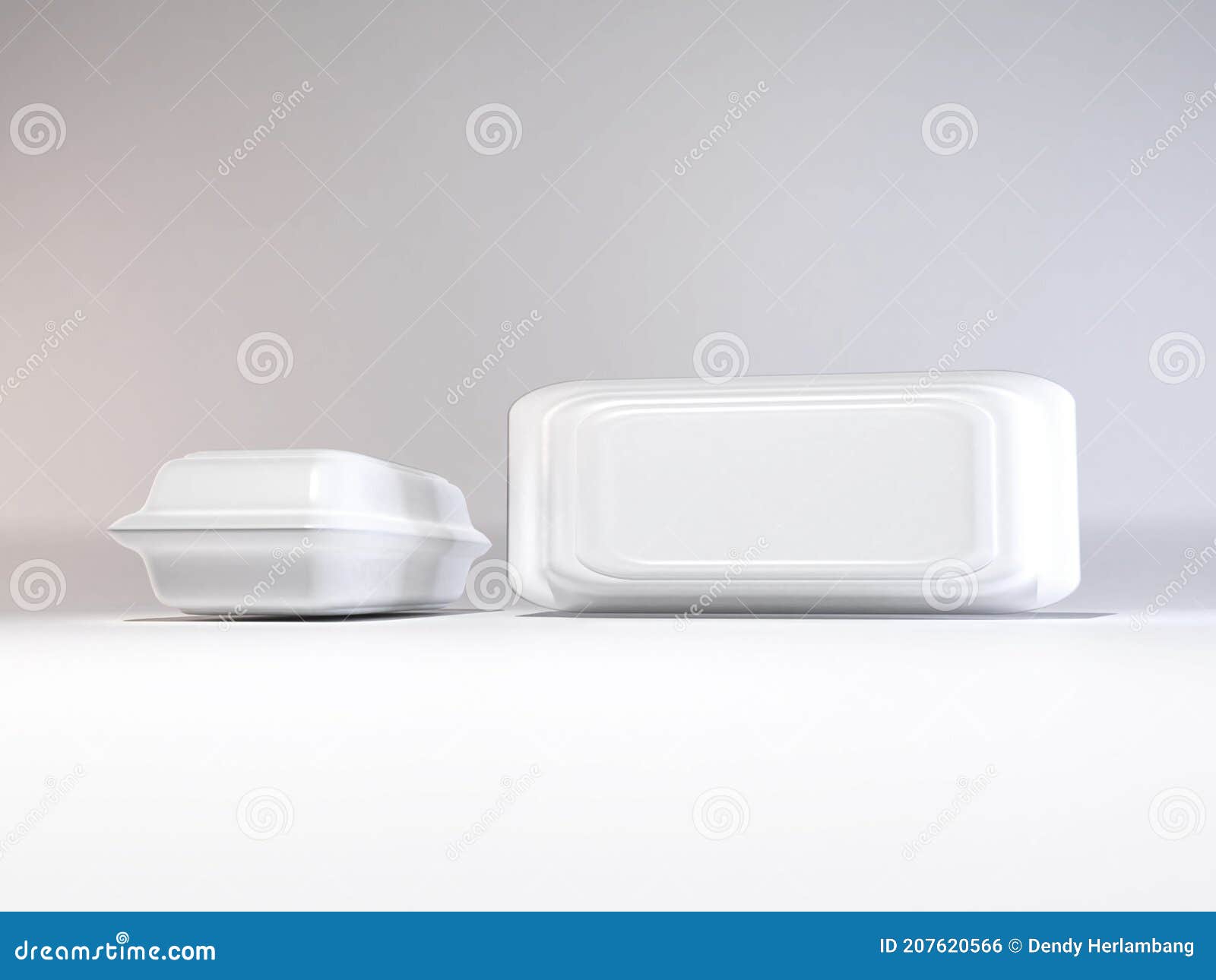 Styrofoam Food Box Packaging 3D Mockup Scene Stock Illustration