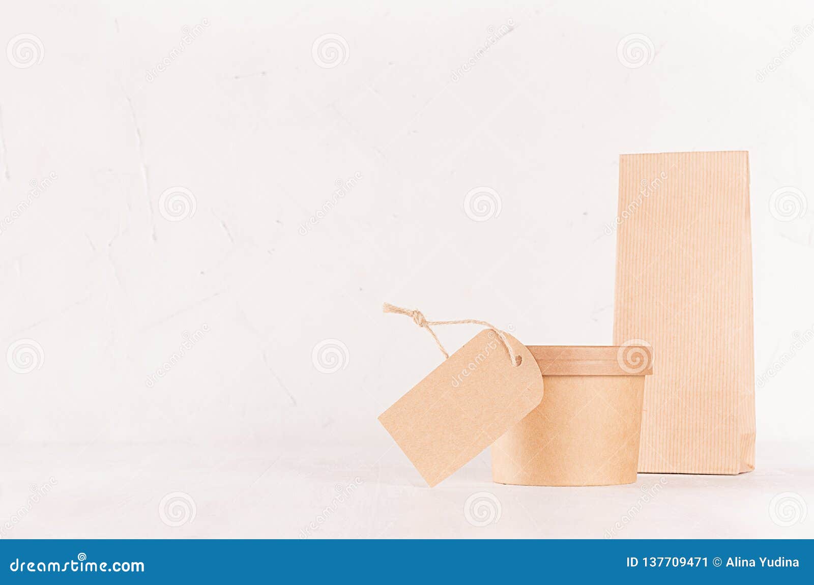 Download Food Branding Identity Mockup In Light Modern Style - Blank Cardboard Label, Bowl For Soup Or ...