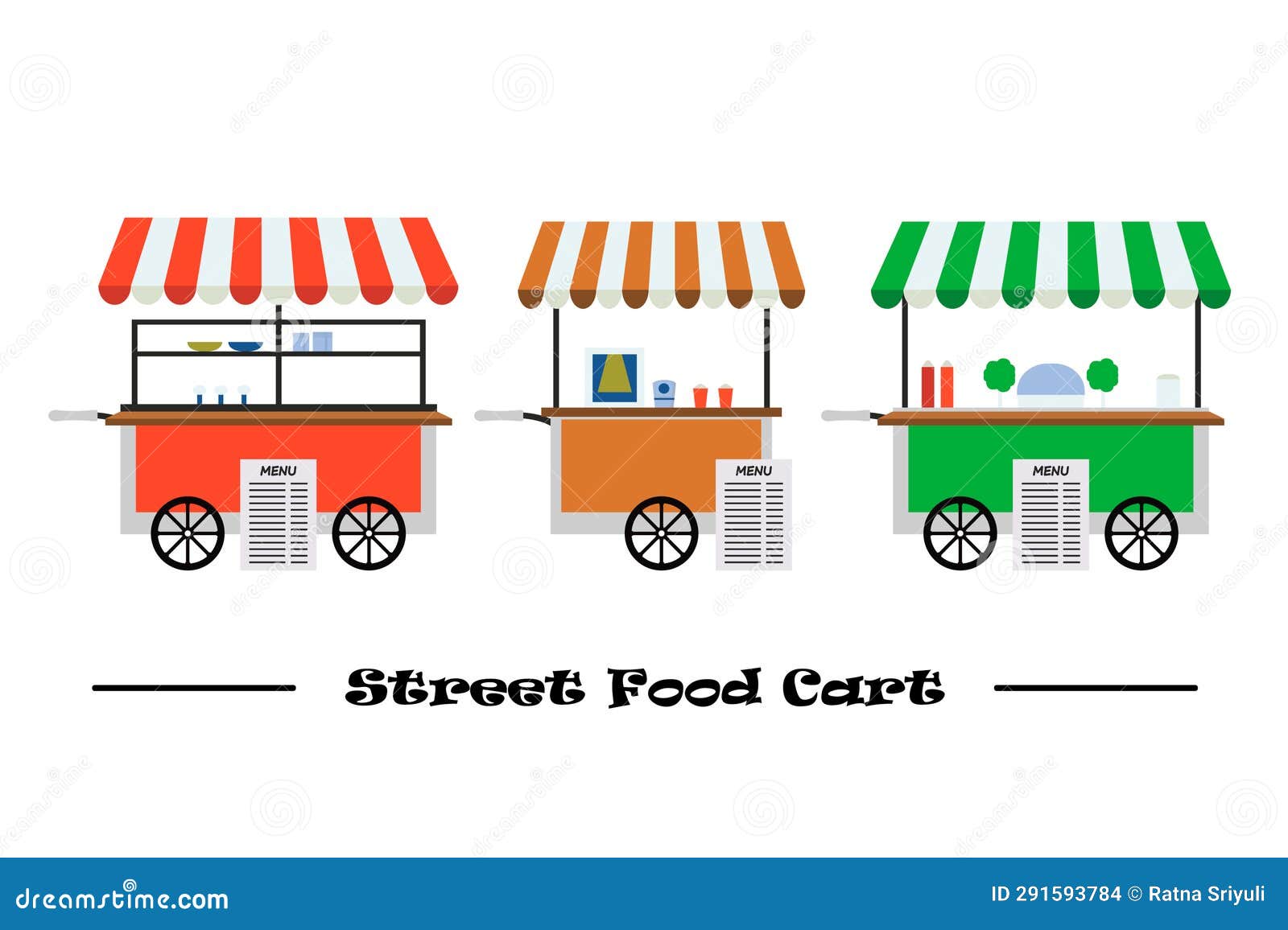Food Cart Design Vector Flat Isolated Illustration Stock Vector