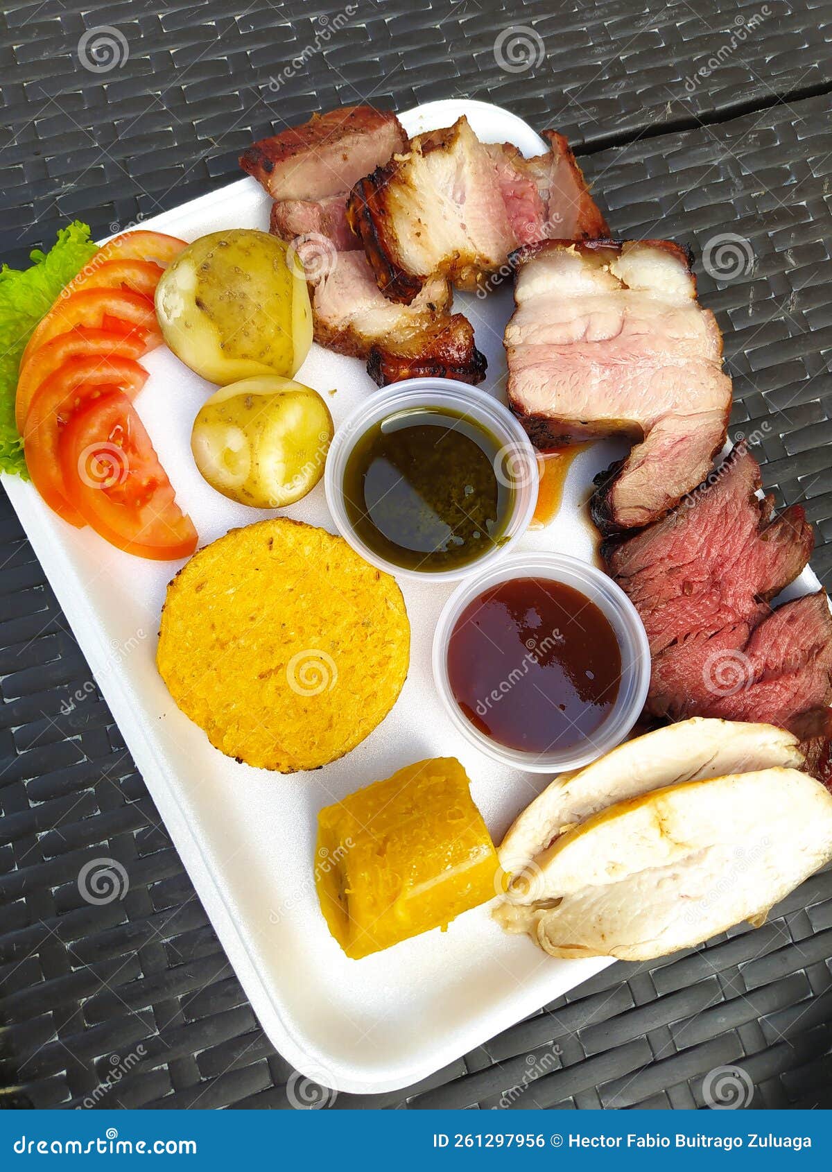 Food from Colombia this Steak House Pereira Stock Photo - Image of