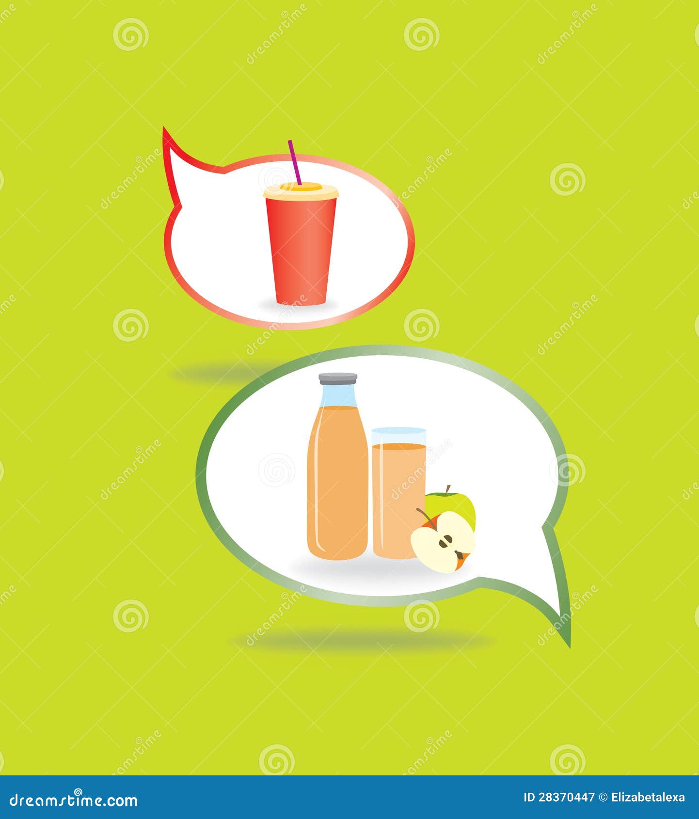 Food Concept Healthy and Unhealthy Drinks Stock Vector Illustration