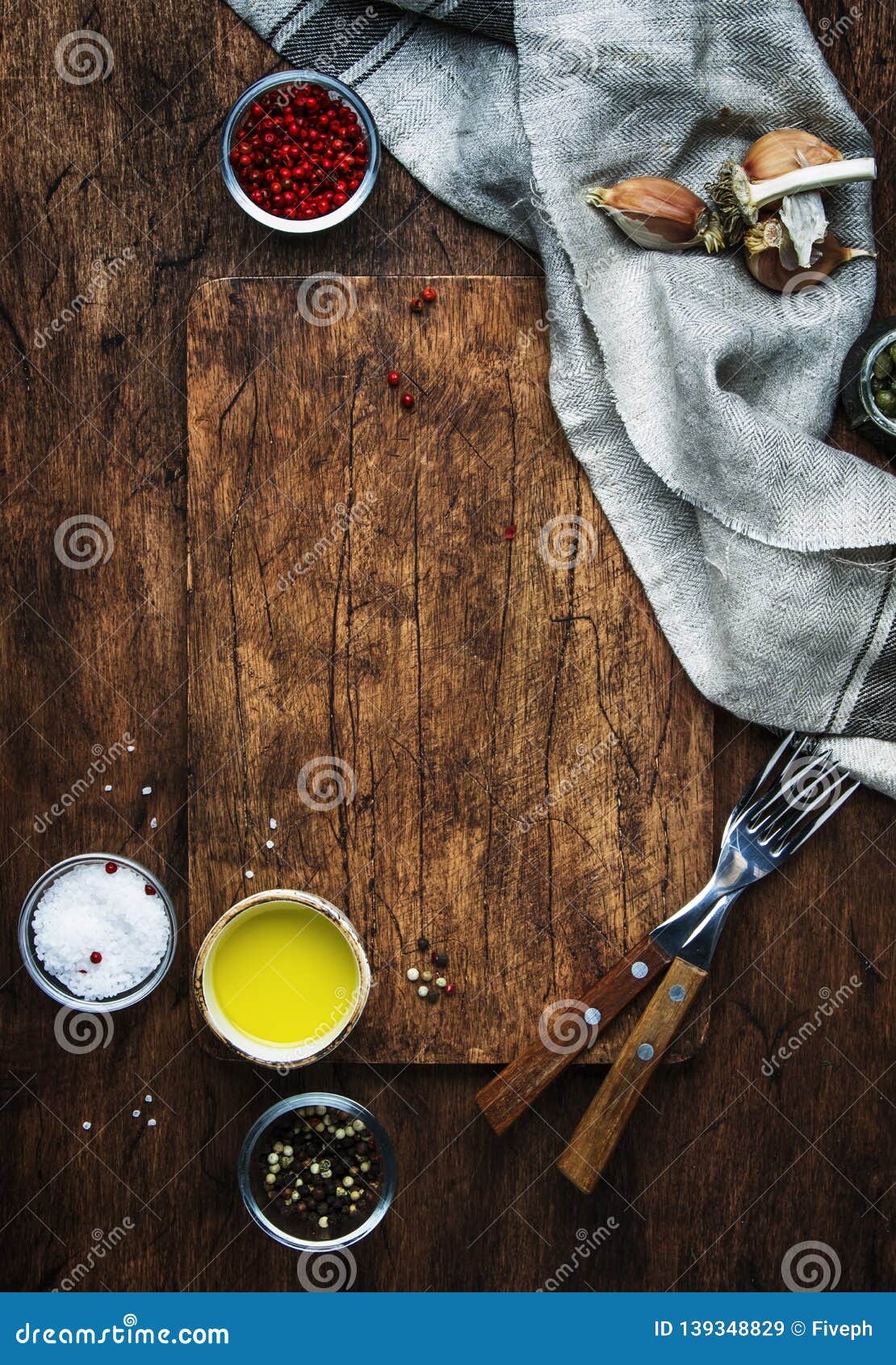 Food Cooking Background, Vertical Template. Serving, Cutting Board on ...