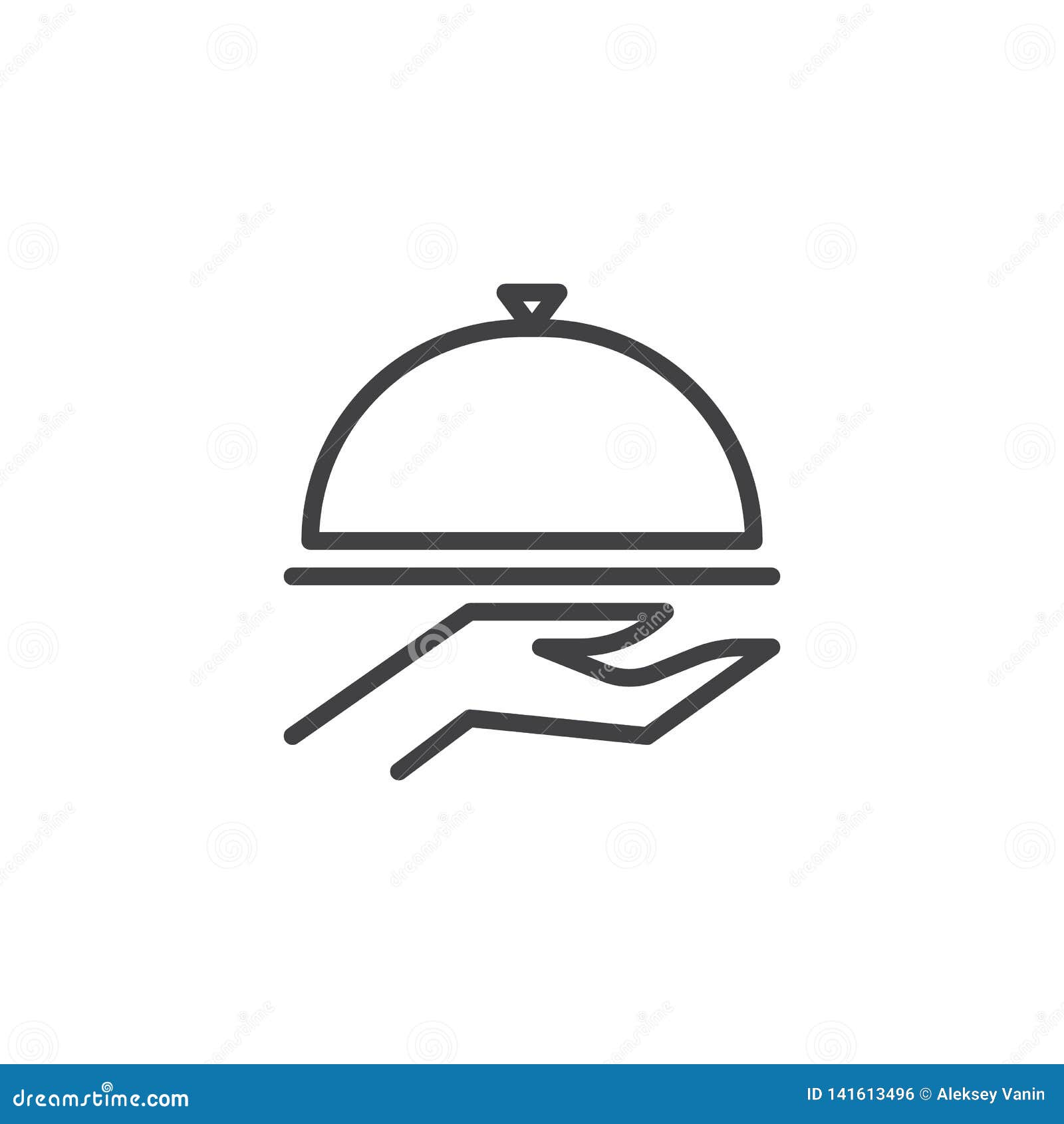 food cover on hand line icon