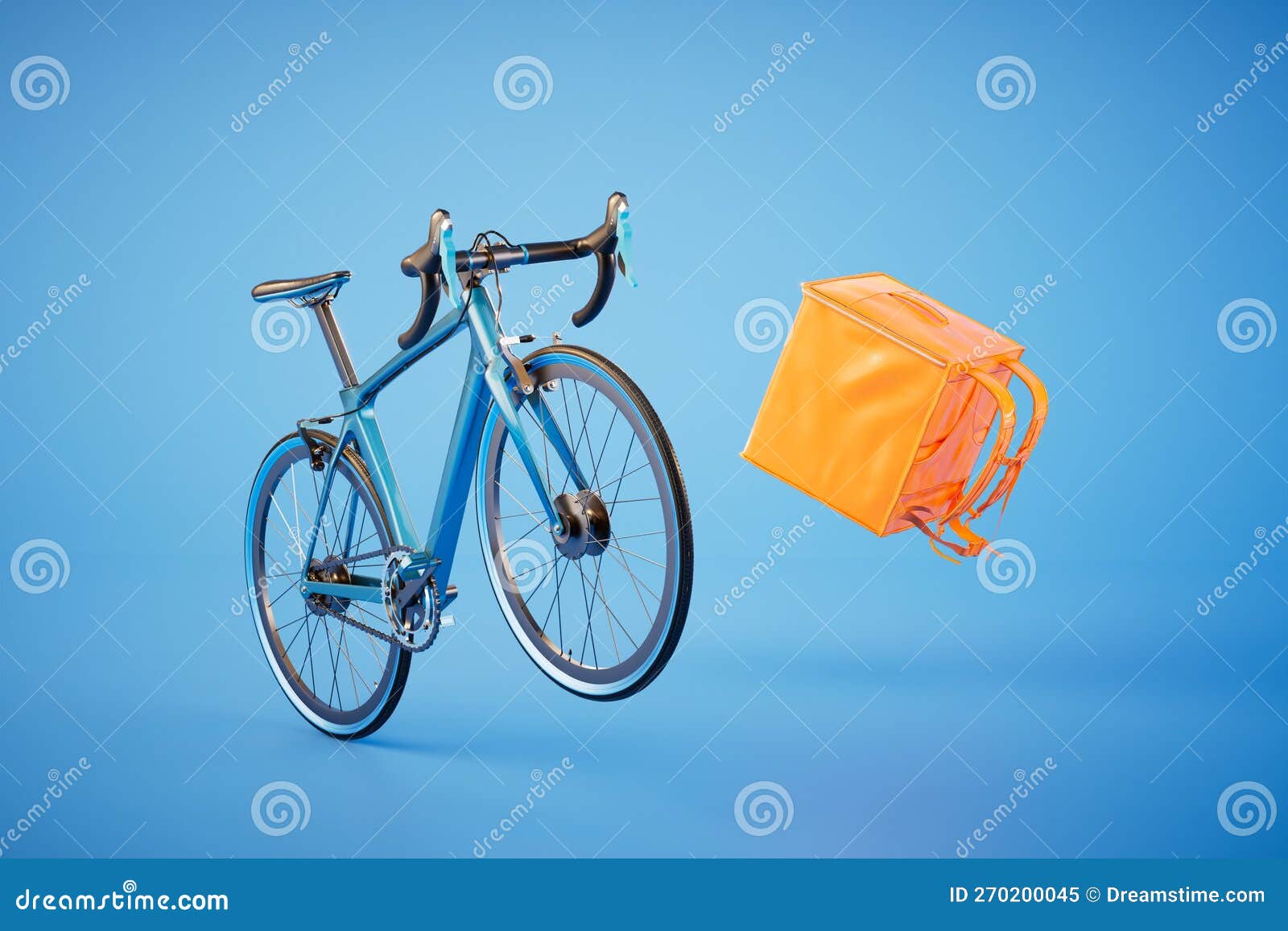 Food Delivery by Bicycle. a Bicycle and a Courier Bag for Food on an