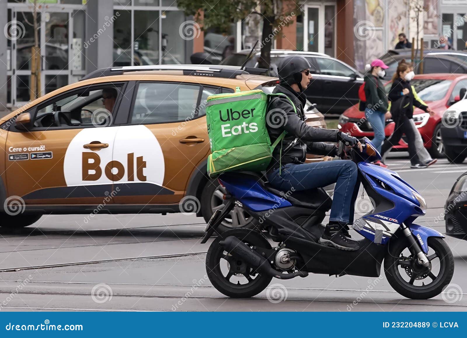Food Delivery Courier Bucharest Editorial Stock Image Image of city