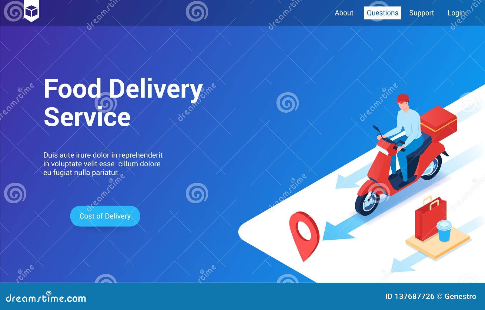 Download Food delivery 3d template stock vector. Illustration of character - 137687726