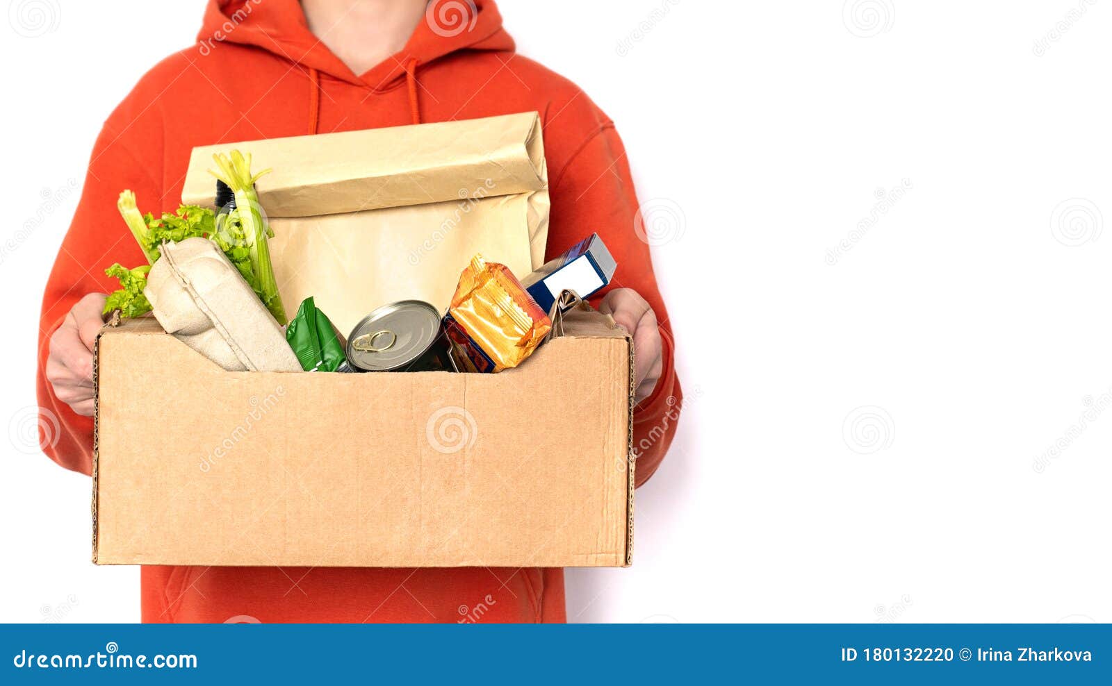 Food Delivery. a Man in Holds a Box Stock Photo Image of logistic