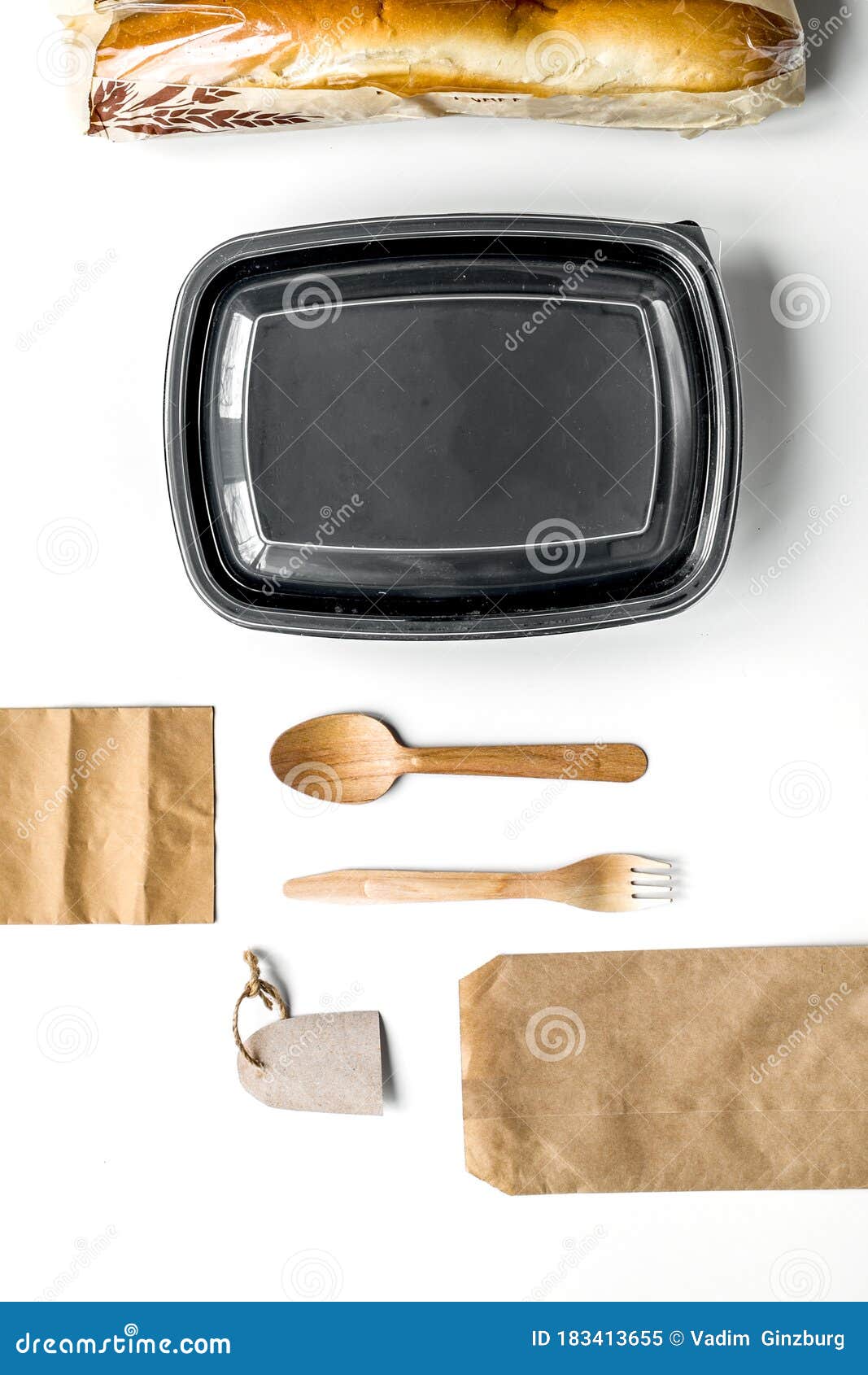 Download Food Delivery With Paper Bags And Sandwich White Background Top View Mockup Stock Image - Image ...