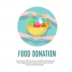 Food Donation Design Template Charity Web banner Stock Vector 