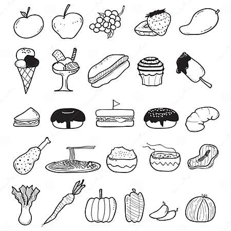 Food Doodle stock vector. Illustration of onion, candy - 42507281
