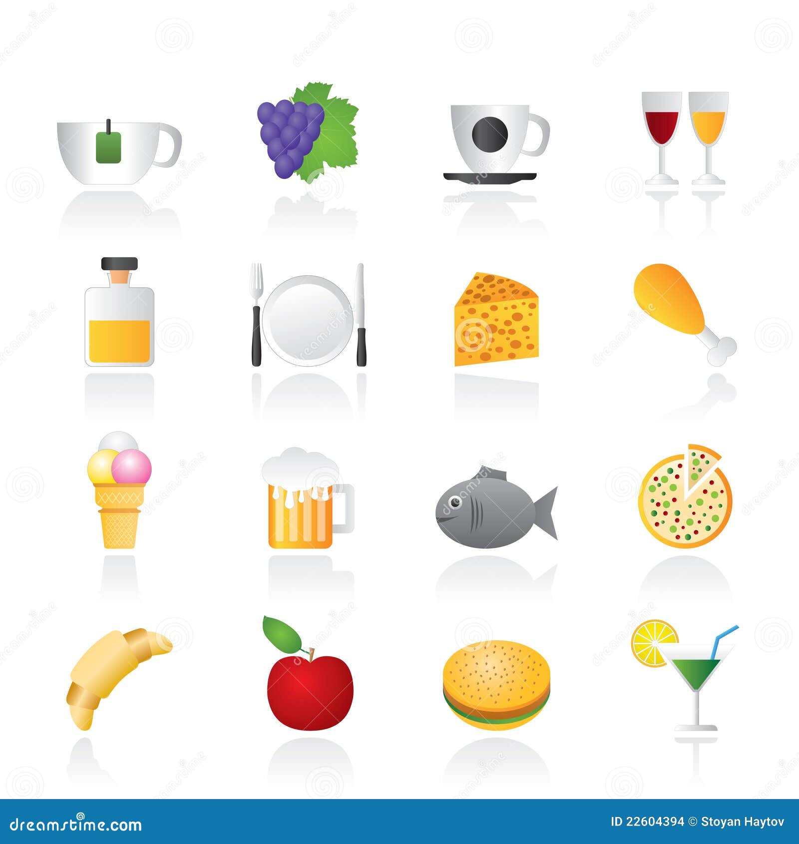 Food, Drink and Beverage Icons Stock Vector Illustration of coffee, glass 22604394