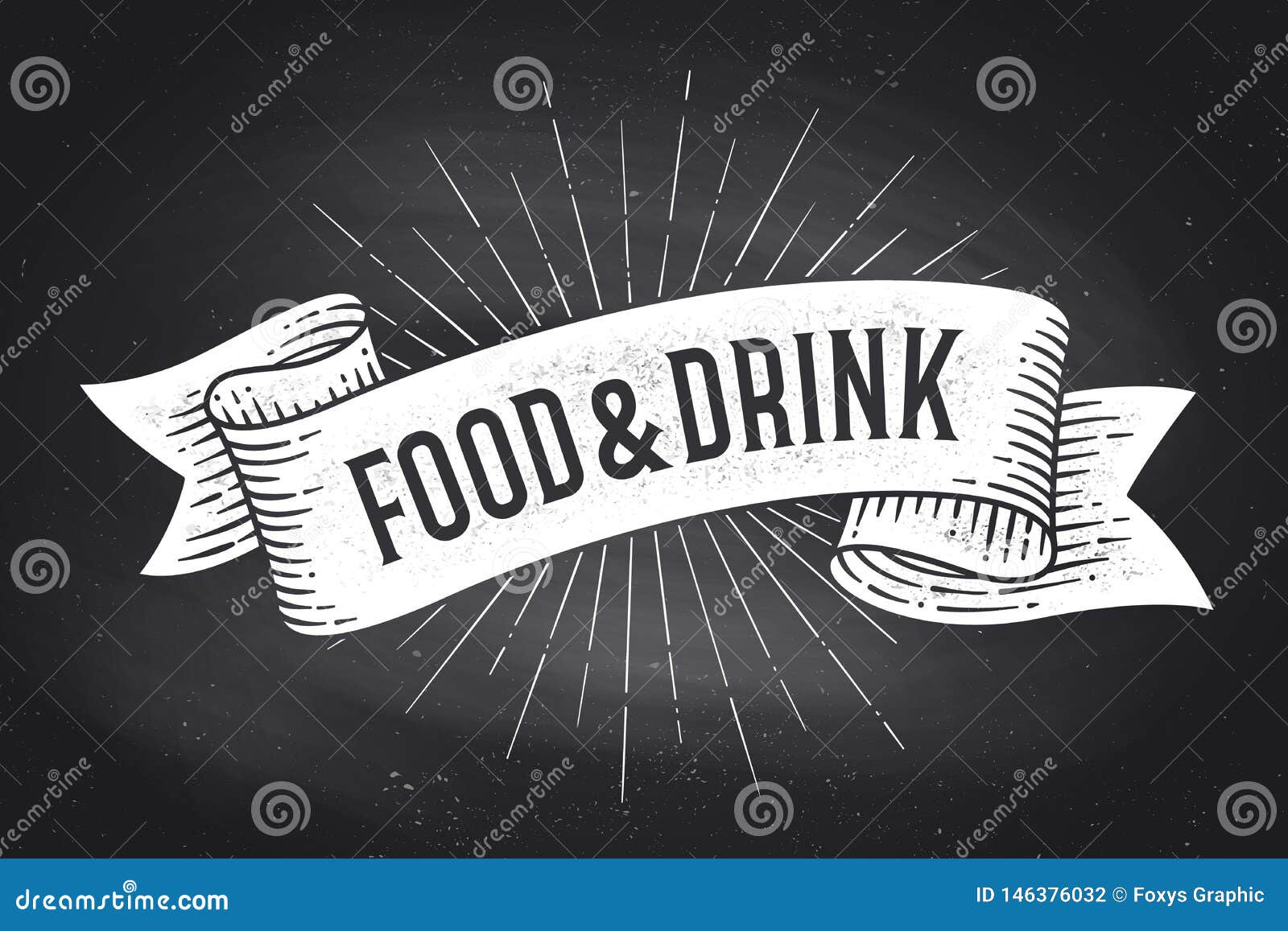 food and drink. old school vintage ribbon banner