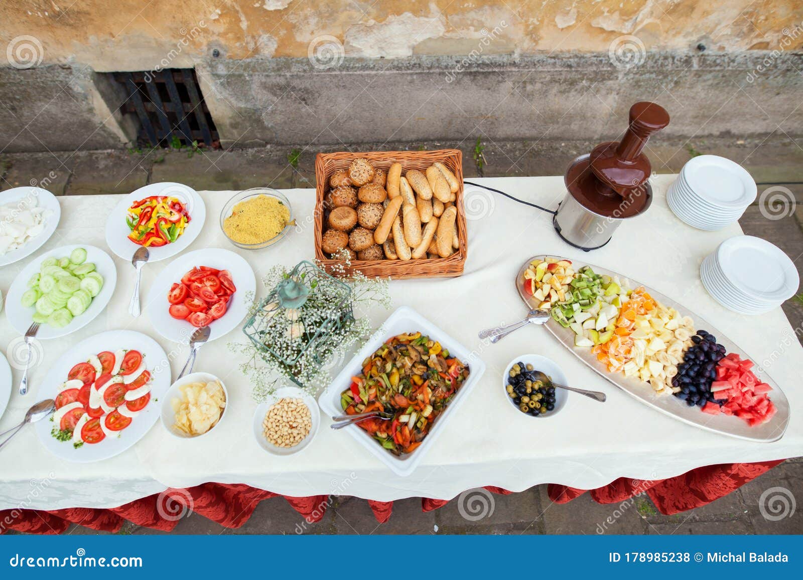 food and drink at the restaurant. table setting. tasting dishes. set of cold snacks, canape, beverages, closeup  parte meals