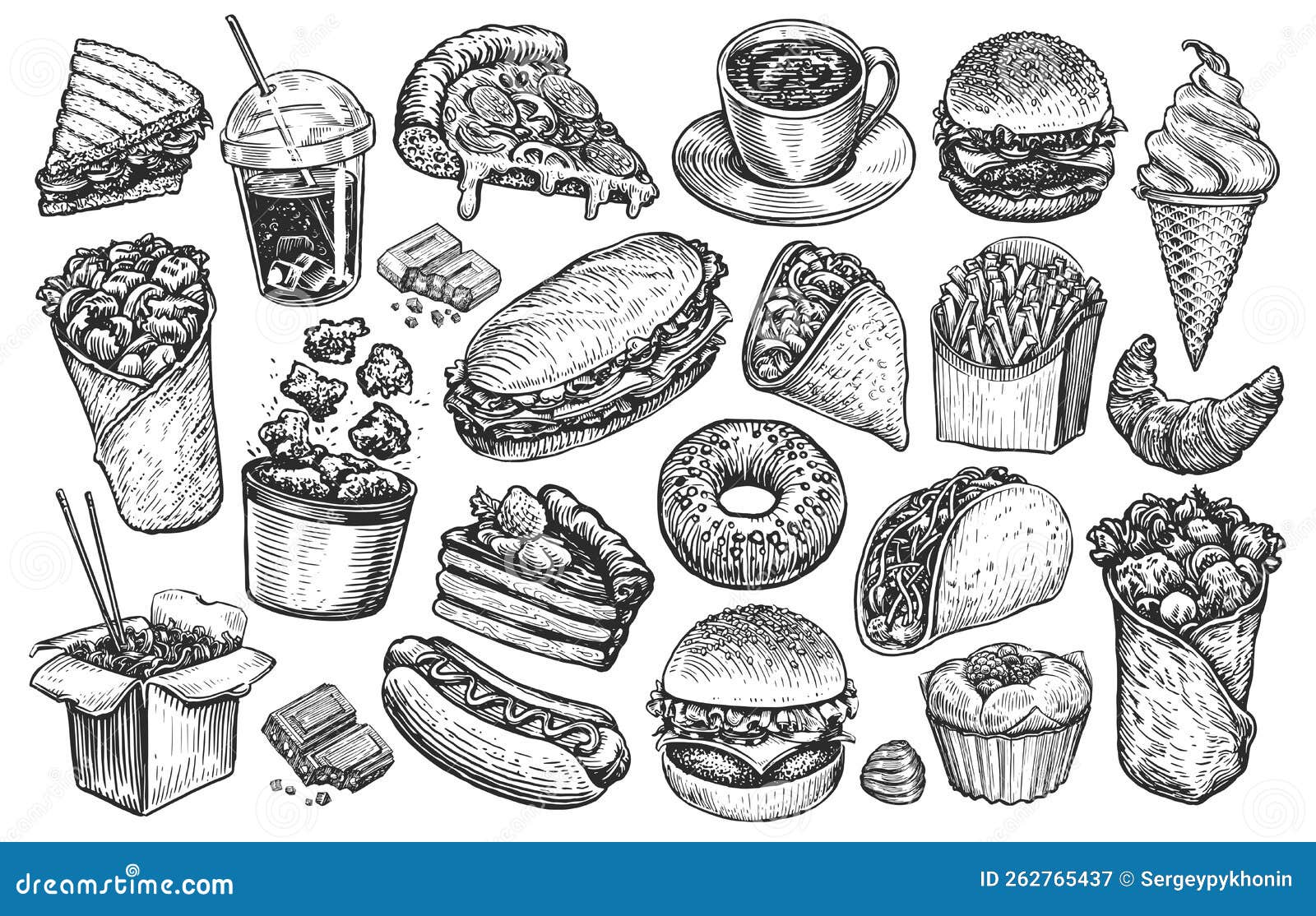 Fast Food Sketch Vector Art PNG Images  Free Download On Pngtree
