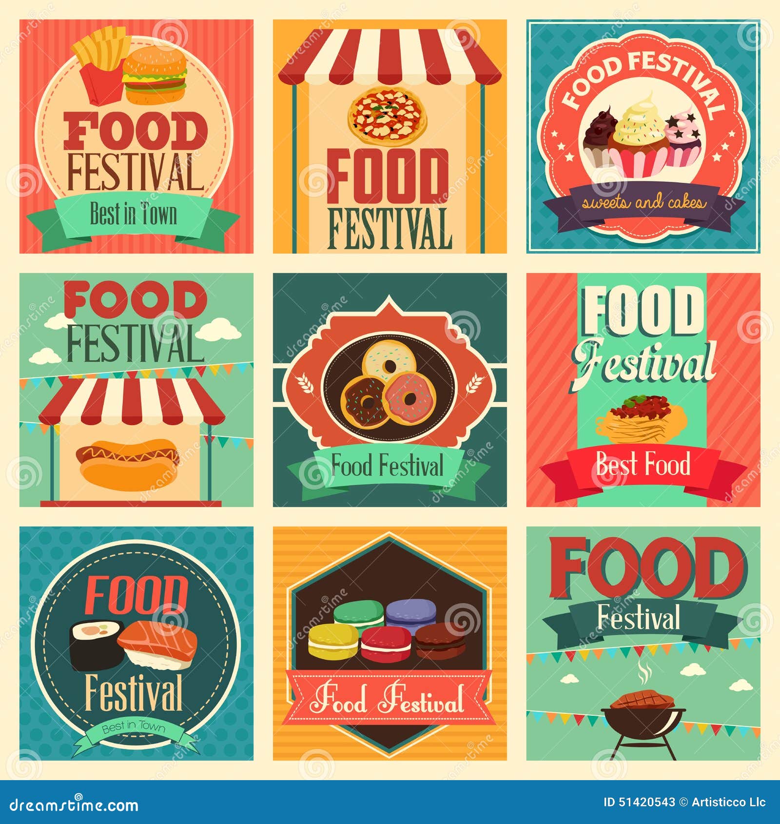 Food Festival Icons Stock Vector Illustration Of Festive 51420543