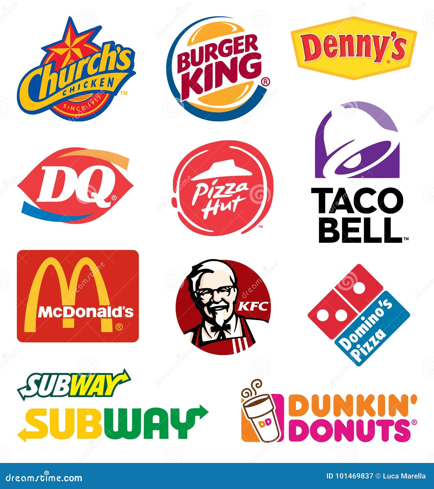 Food Franchises Logo Collection Editorial Photography - Illustration of ...