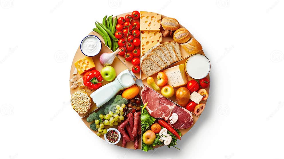 a-food-group-pie-chart-alongside-a-pyramid-diagram-illustrating-the-diverse-categories-of-foods