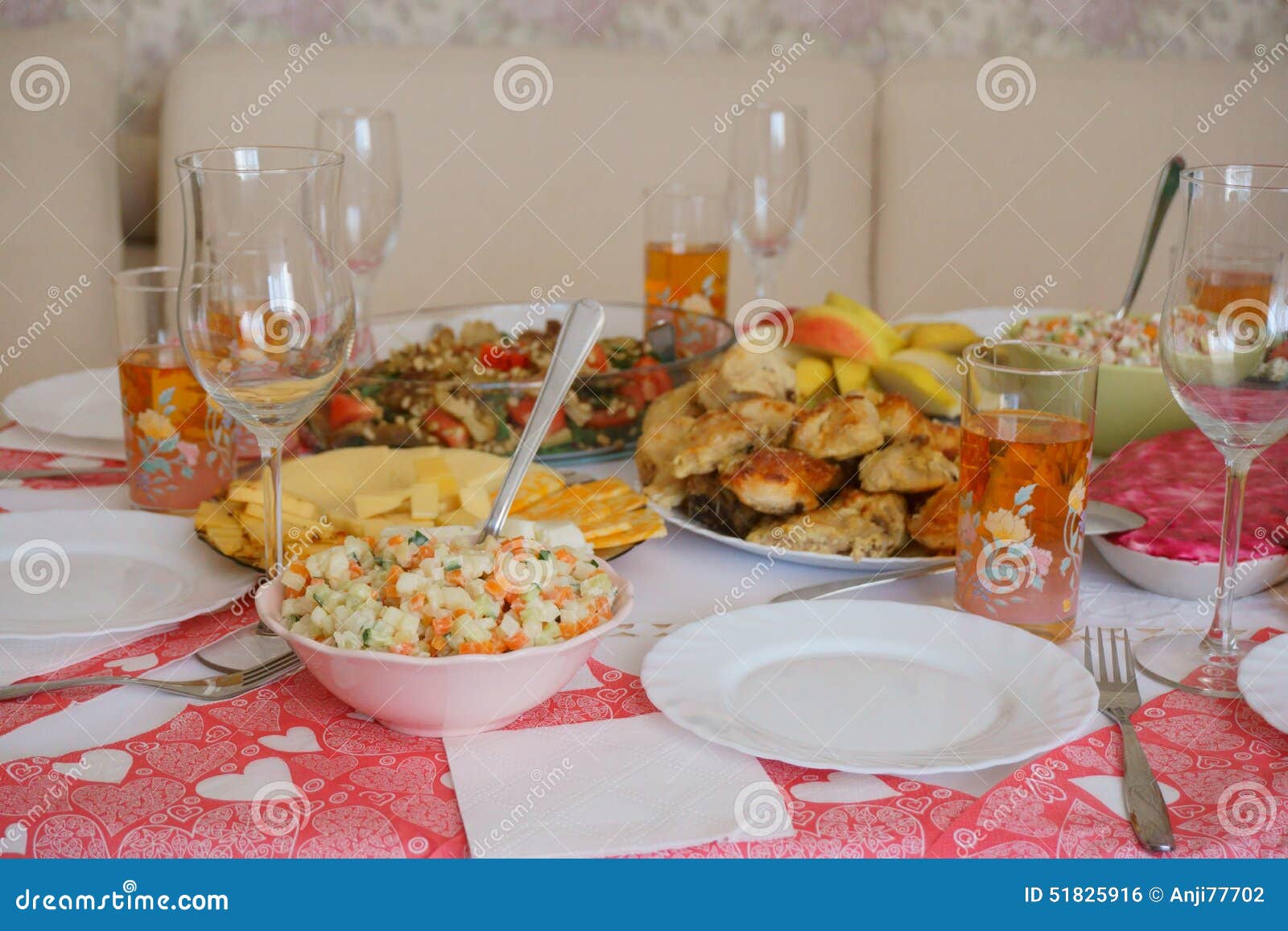 Food on the holiday table stock photo. Image of party - 51825916