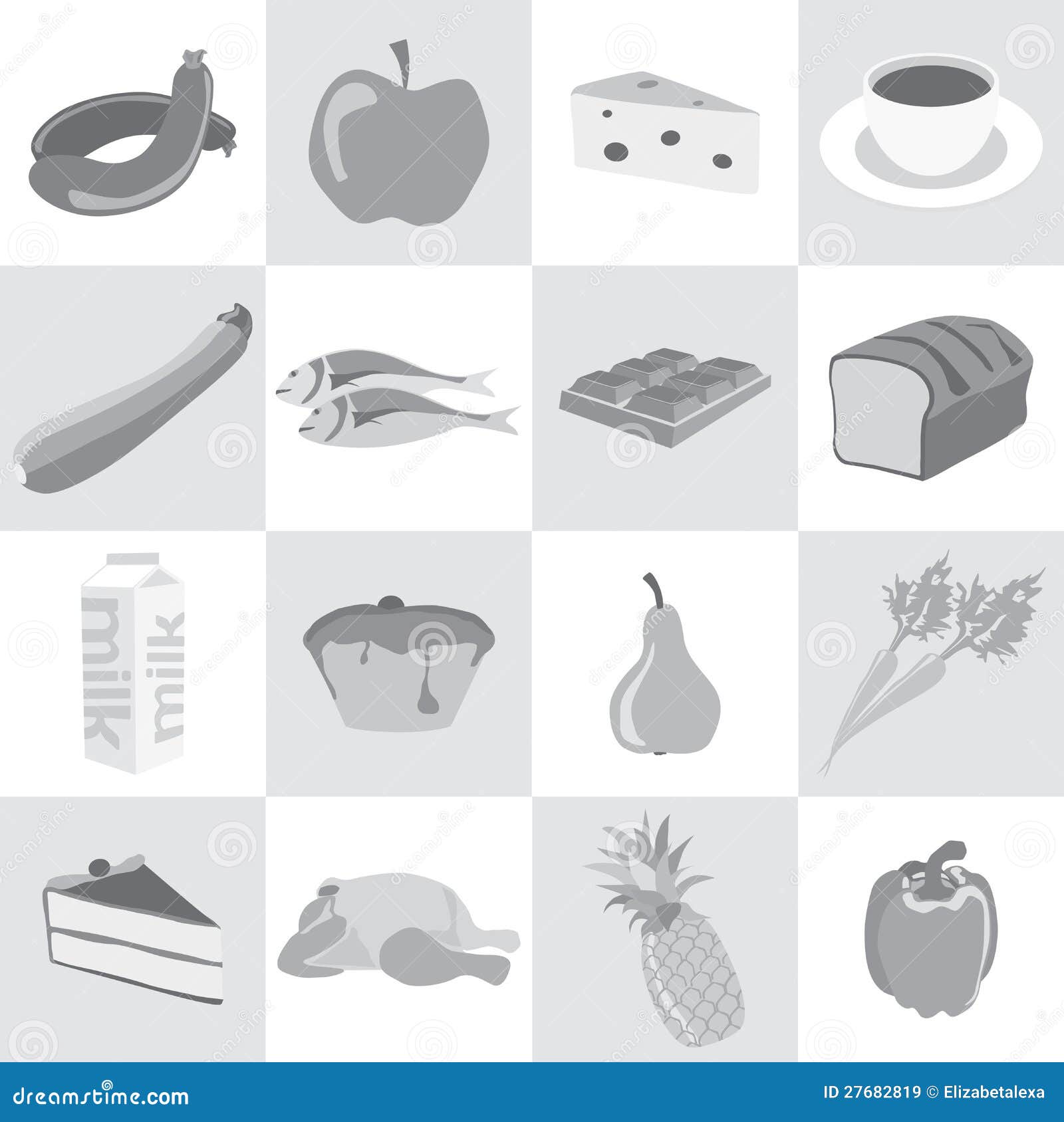 Food Icons In Black And White Royalty Free Stock Images - Image: 27682819