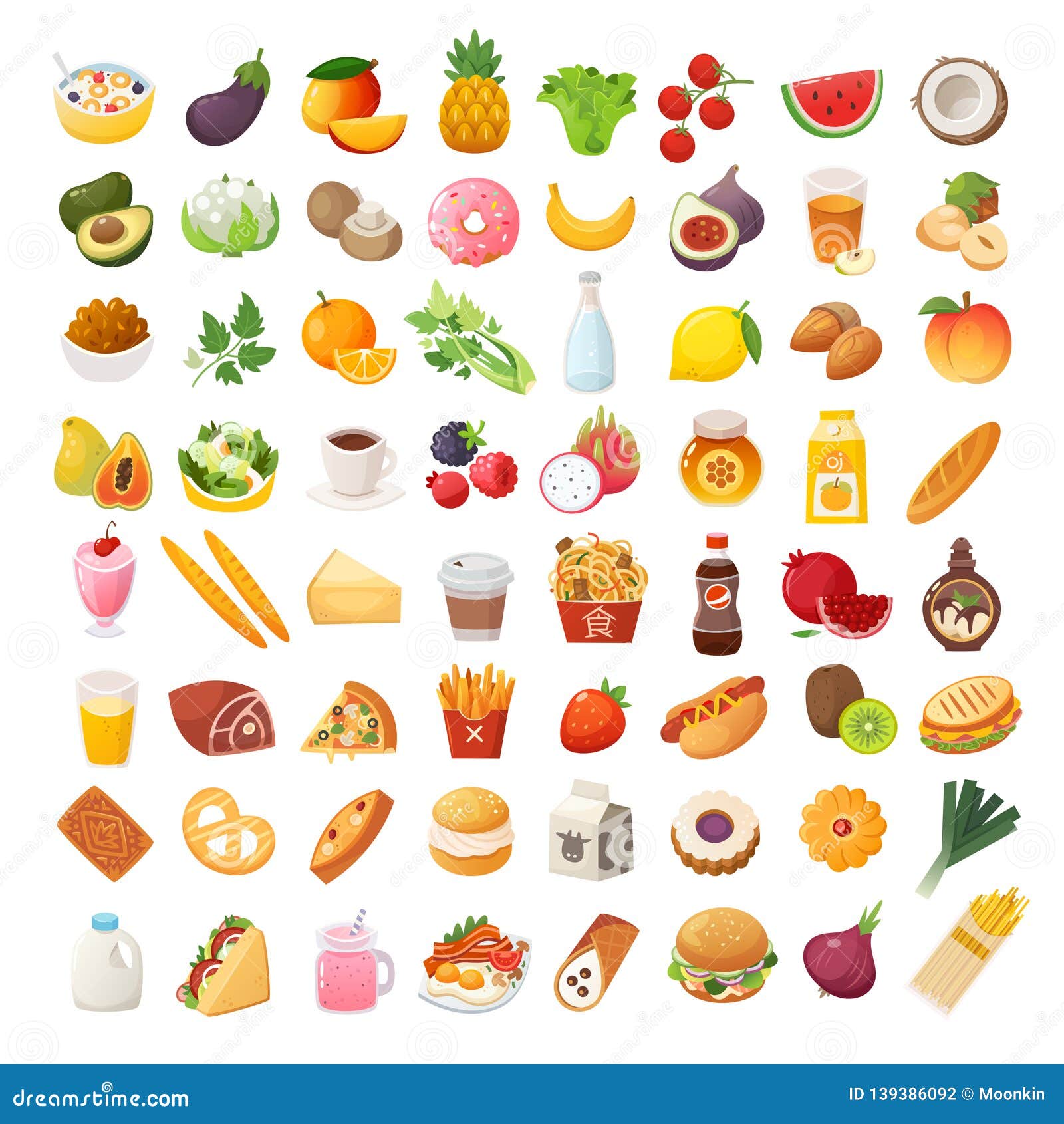Food Ingredients and Dishes Icons Stock Vector - Illustration of kitchen, game: 139386092 Food Ingredients and Dishes Icons Stock Vector - Illustration of kitchen, game: 139386092