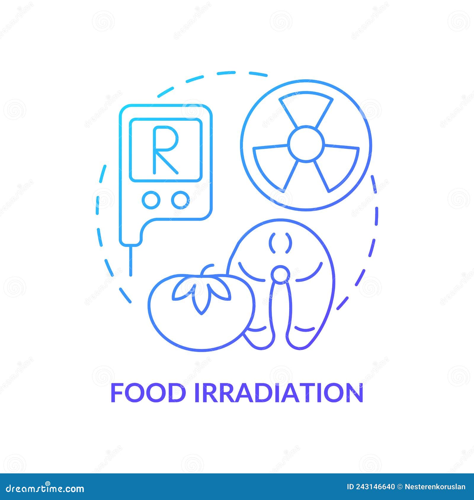 food irradiation blue gradient concept icon