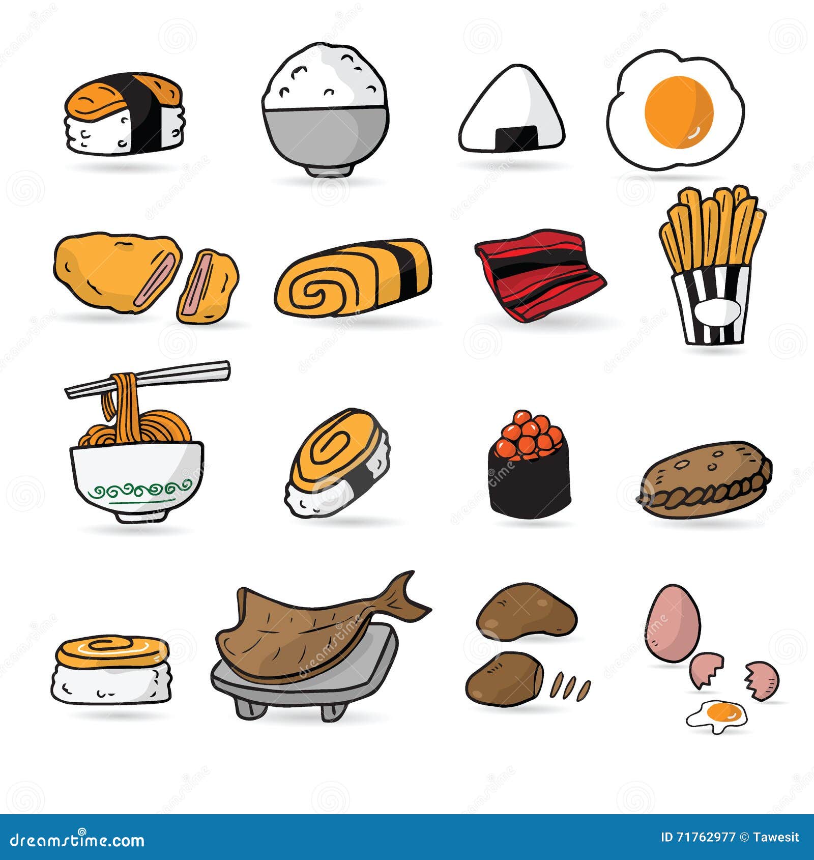 Food Japanese Restaurant Menu Cartoon Stock Vector - Illustration of food,  dinner: 71762977
