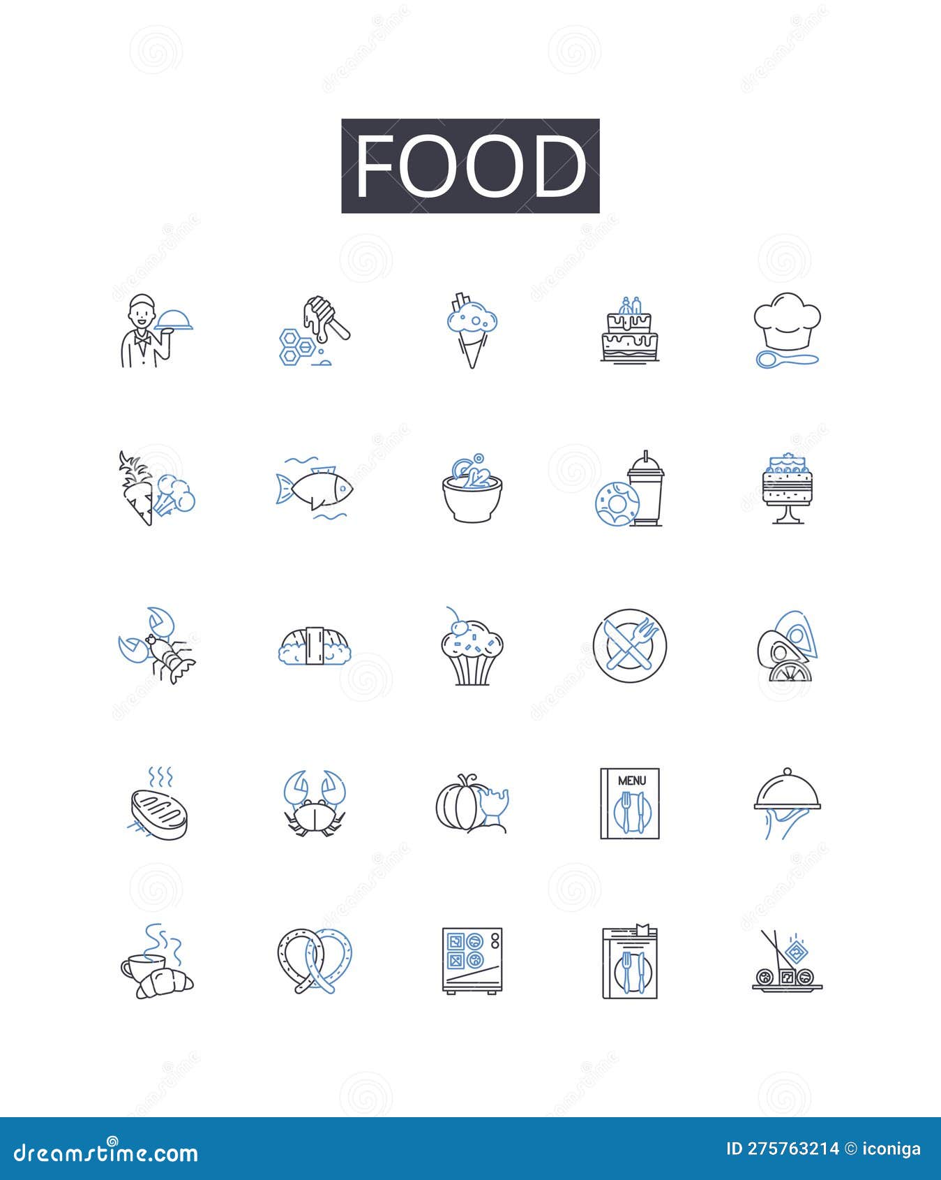 Food Line Icons Collection. Beverage, Cuisine, Grub, Nourishment