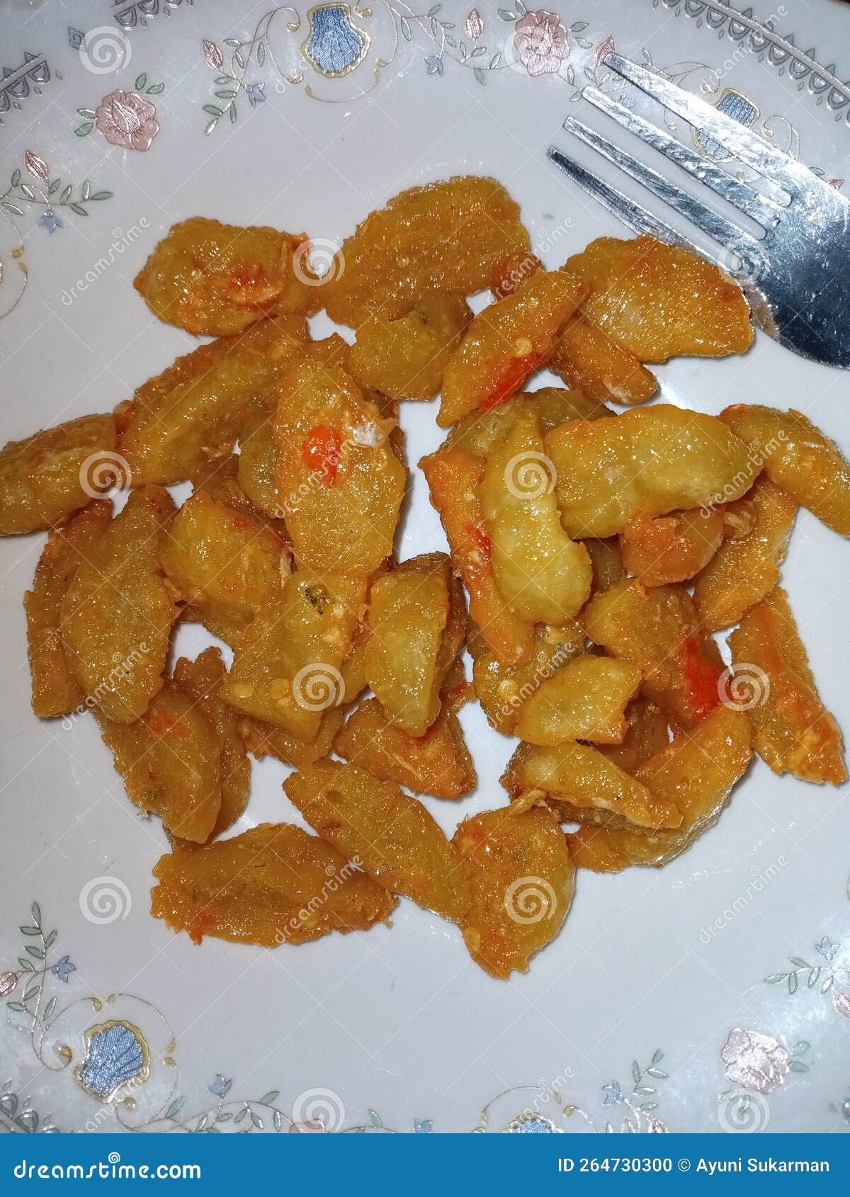 Food Made from Processed Flour by Boiling and Frying Stock Photo