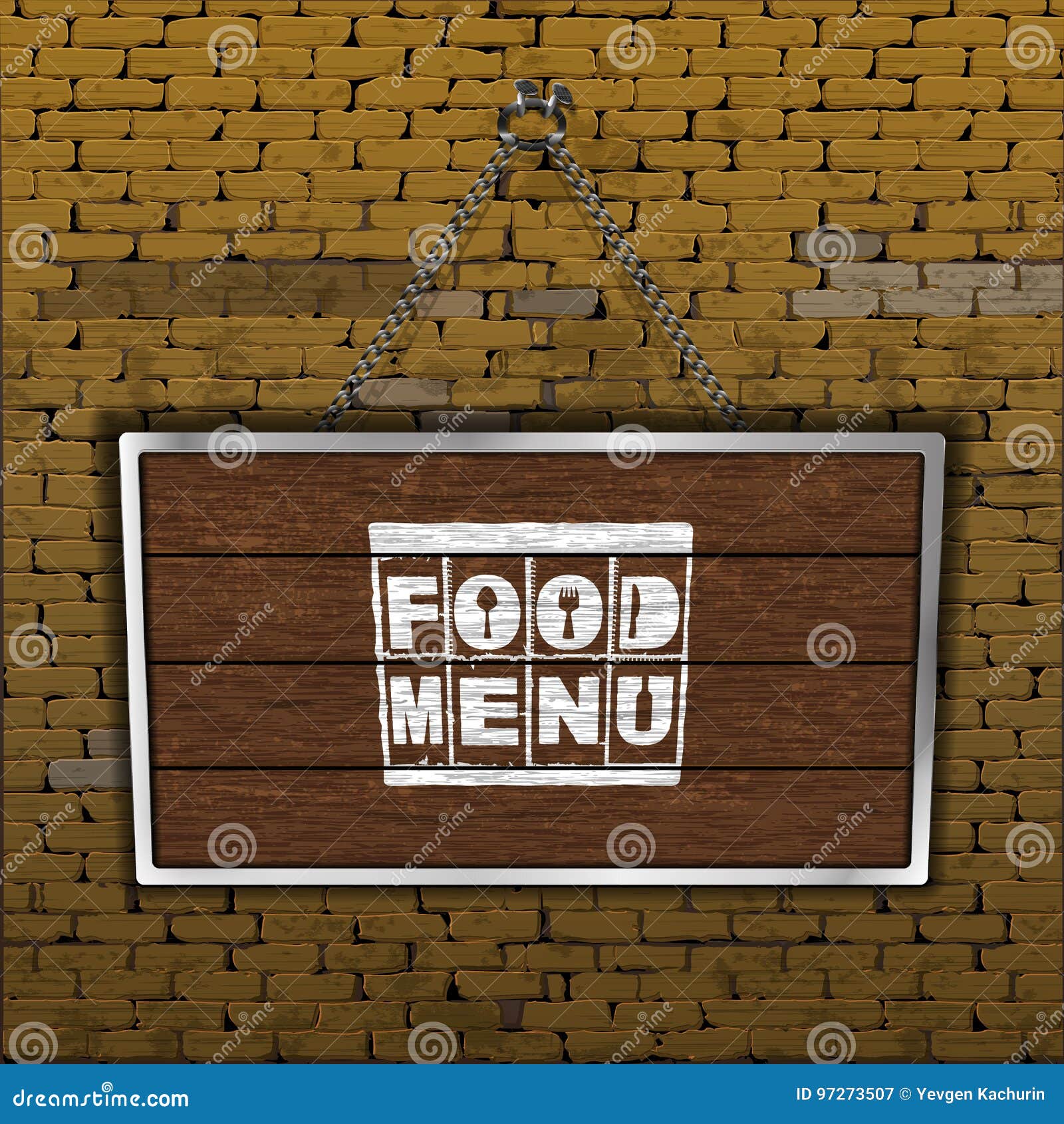 Food Menu Old Brick Wall Wood Sheet Stock Vector Illustration of