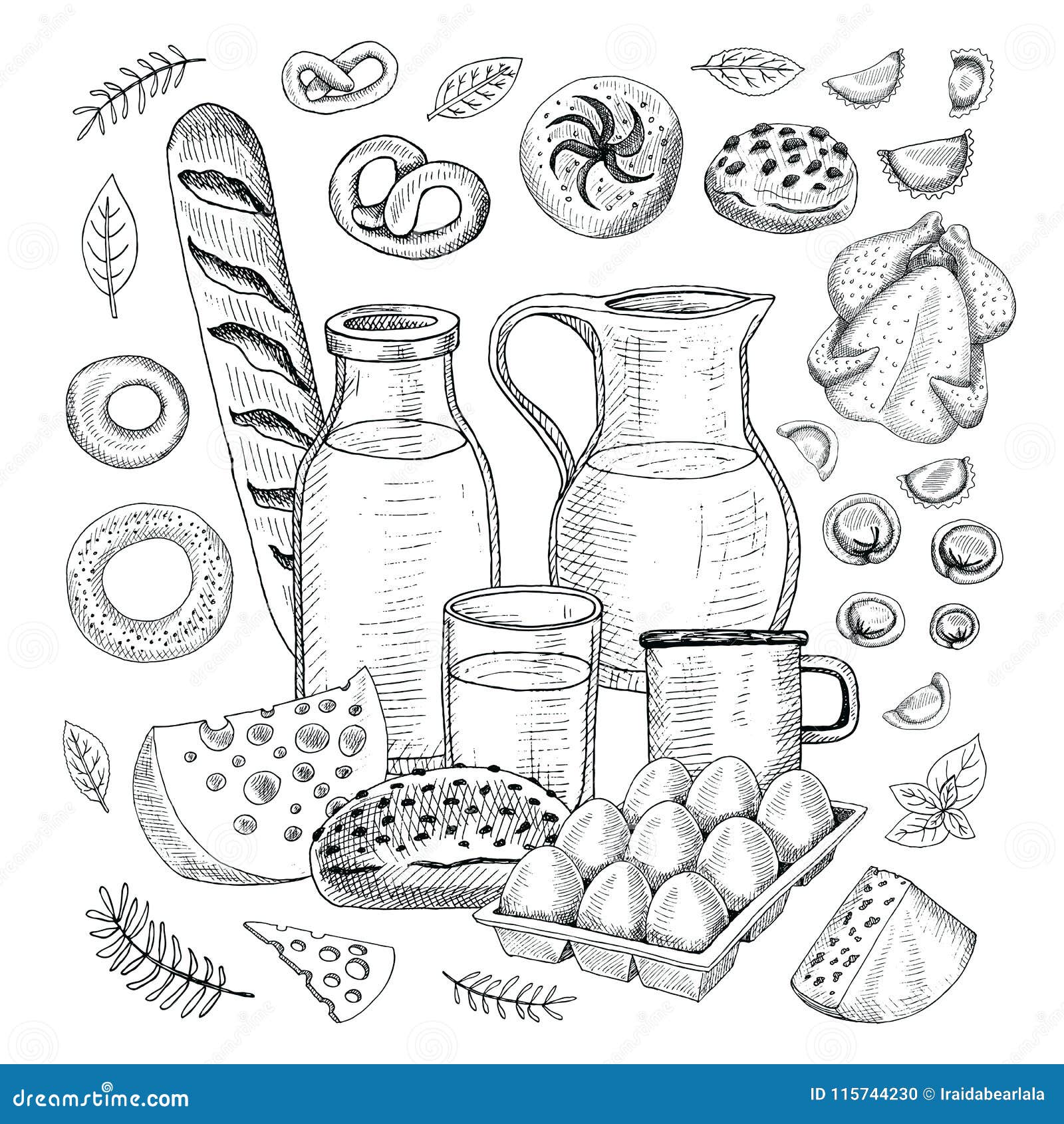 Vector Food Doodle Icons Hand Made Line Art  Stock Illustration  87407299  PIXTA