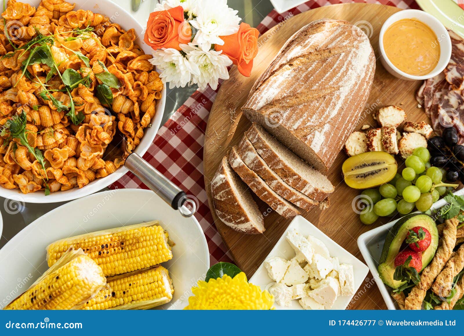 food on an outdoor dinner table