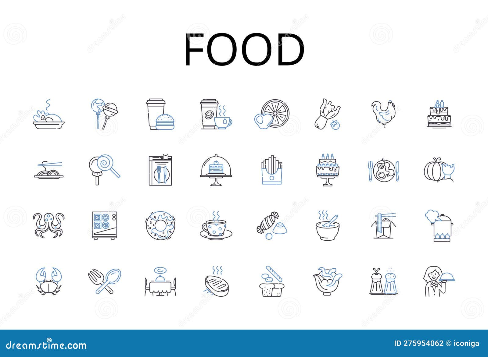 Food Line Icons Collection. Beverage, Cuisine, Grub, Nourishment