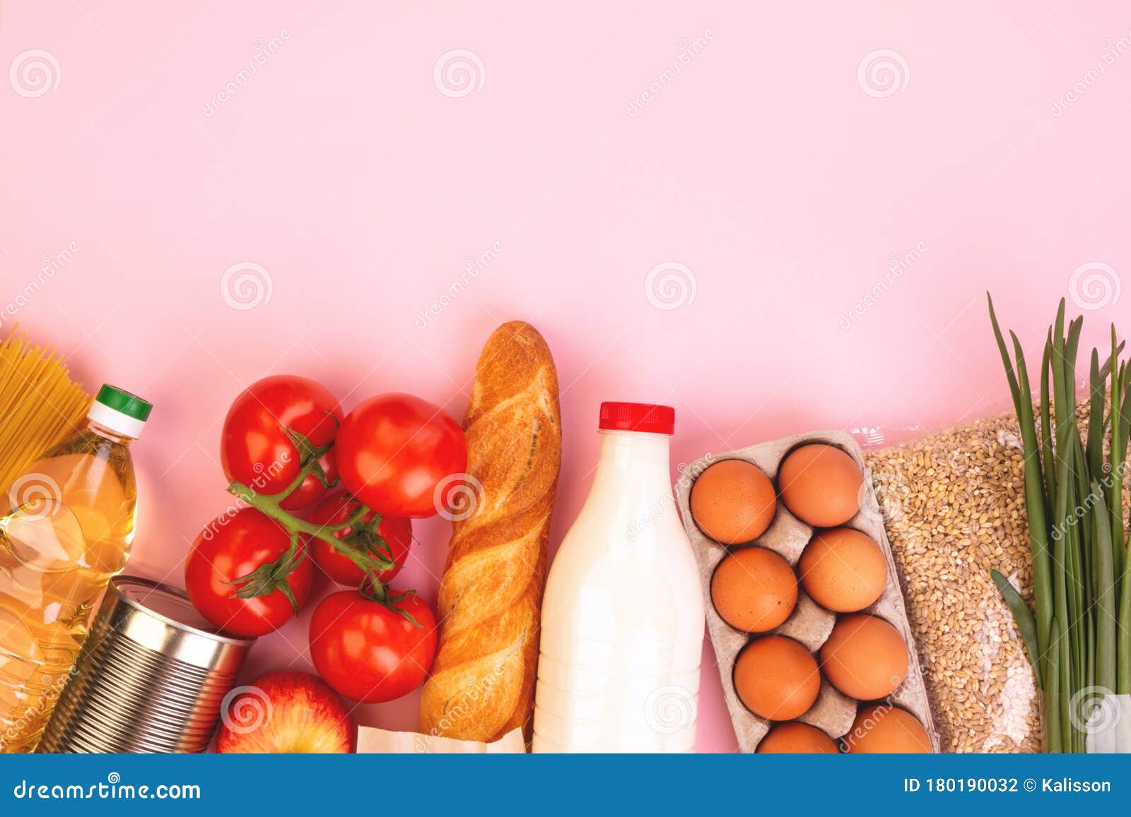 Food Packaging. Quarantine Food Delivery Home. Flatlay with Copyspace