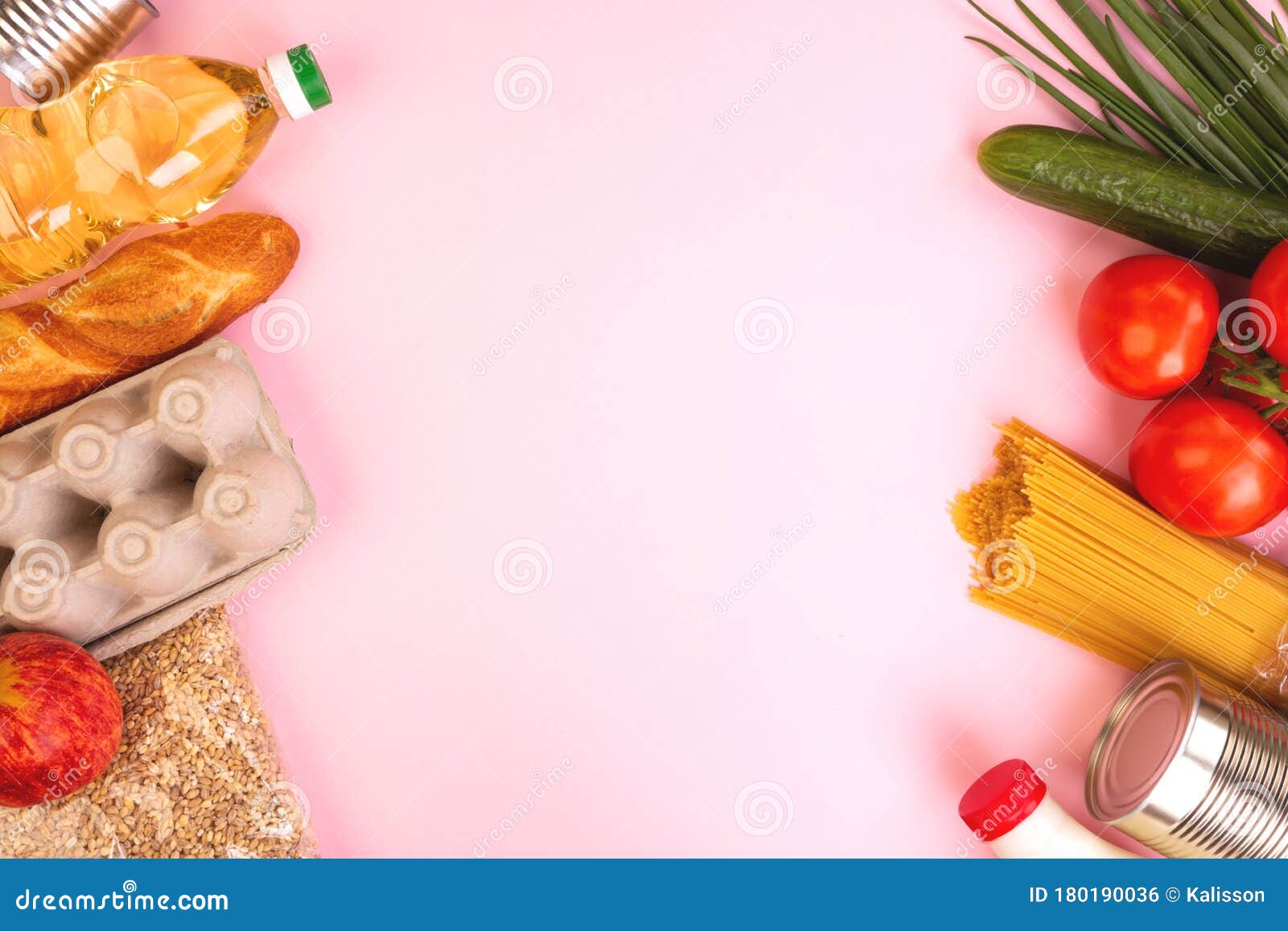 Food Packaging. Quarantine Food Delivery Home. Flatlay with Copyspace