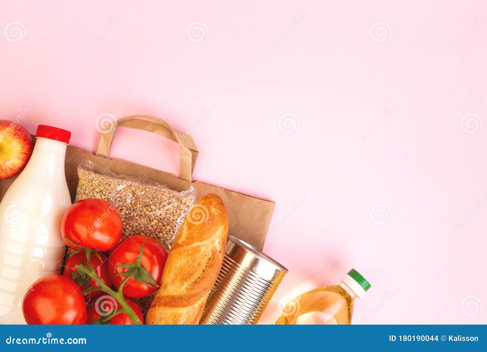 Food Packaging. Quarantine Food Delivery Home. Flatlay with Copyspace