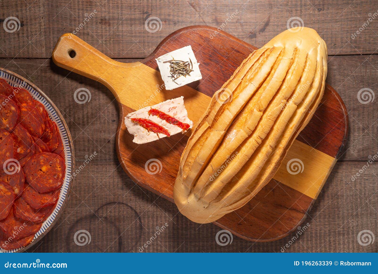 Food Pic, Bread Salami Cheese and Dips in a Rustic and Beautiful Combination Stock Image Image